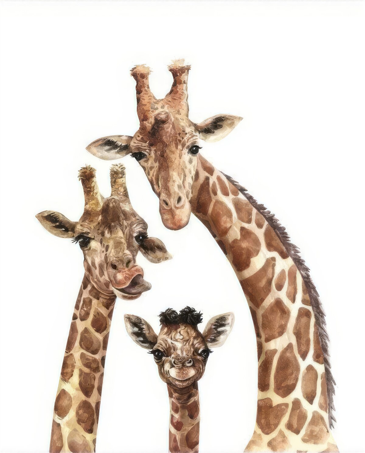 Papier peint famille de girafes
