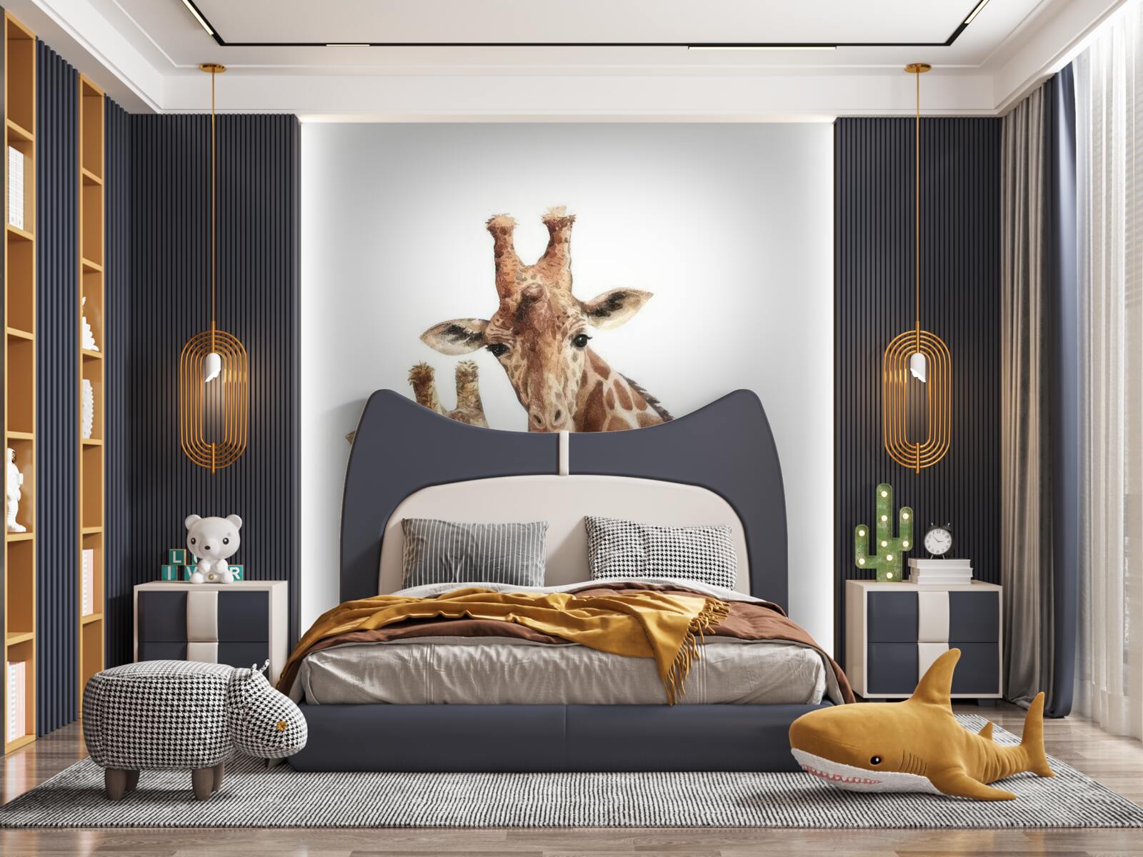 Papier peint famille de girafes