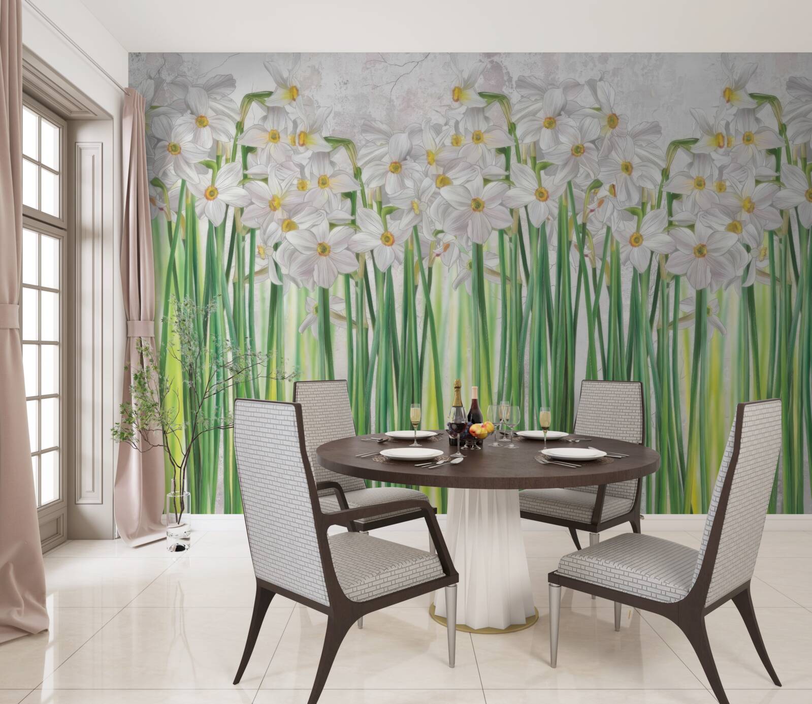 Papier peint les fleurs de jonquilles sont blanches