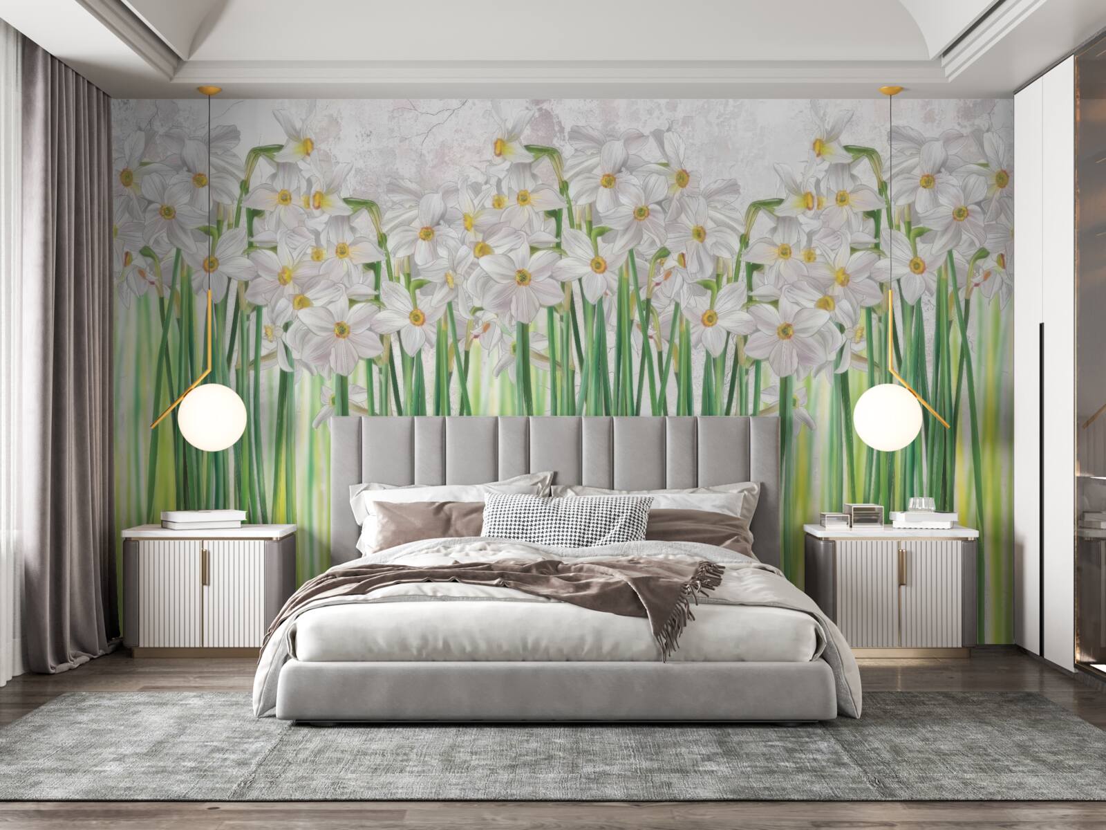 Papier peint les fleurs de jonquilles sont blanches