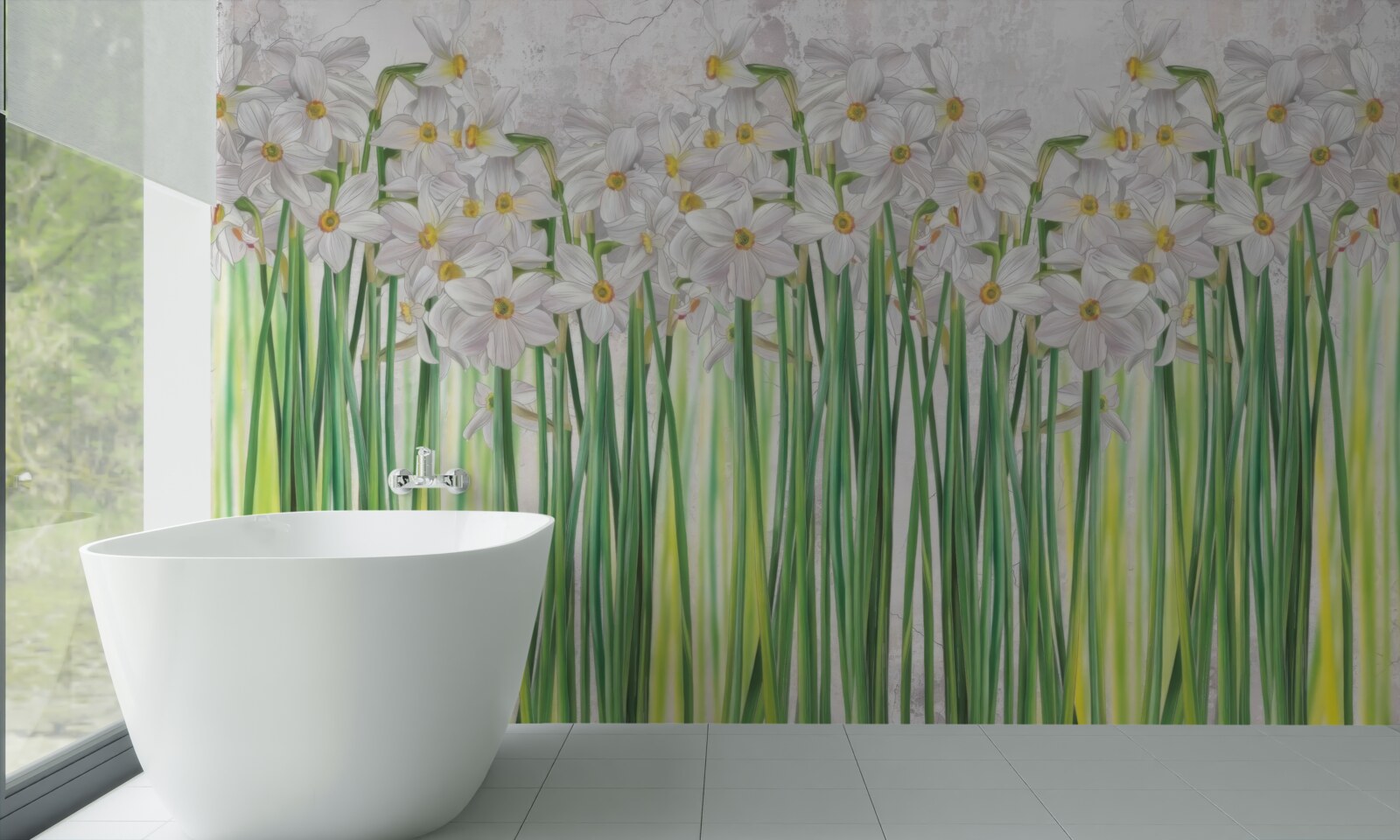 Papier peint les fleurs de jonquilles sont blanches