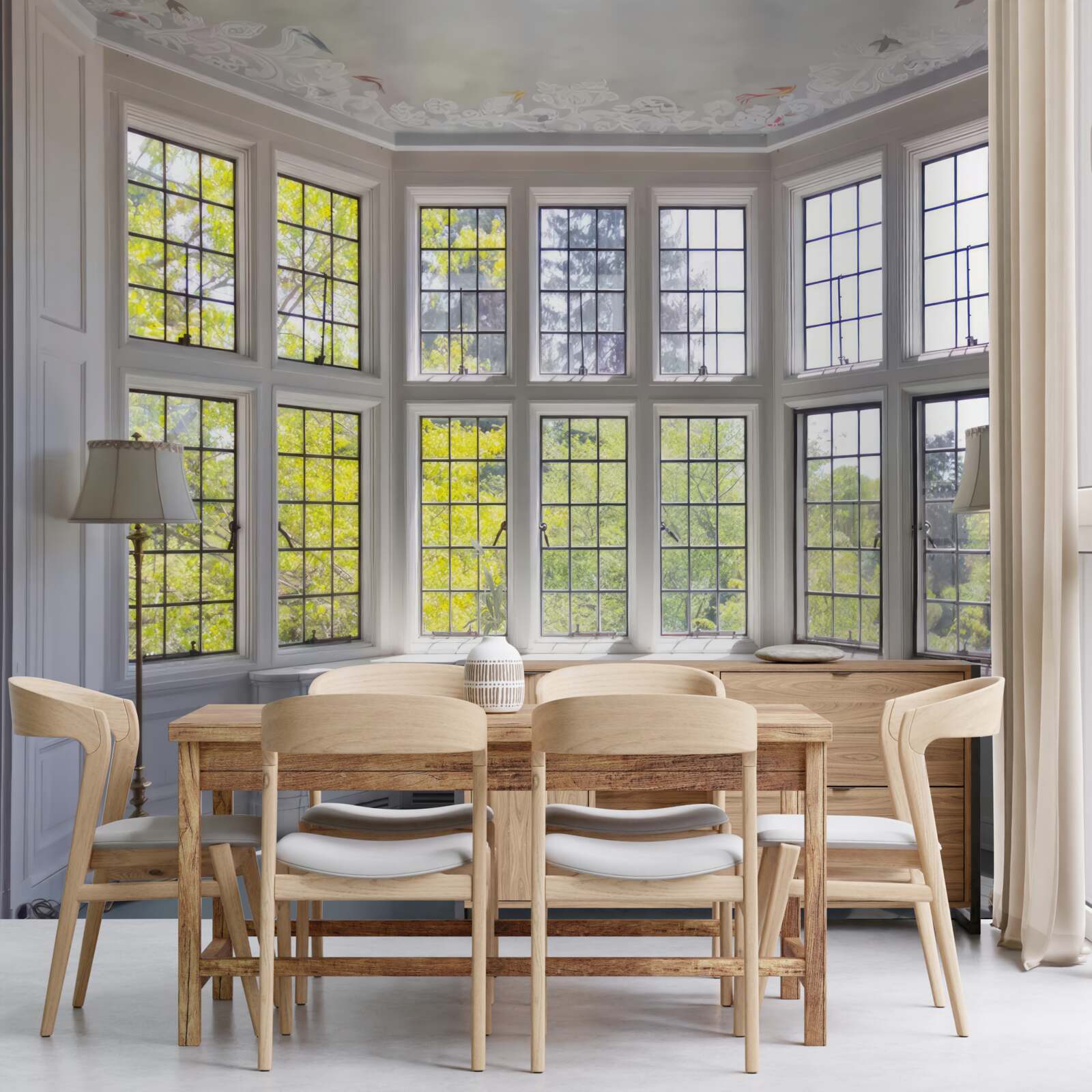 Papier peint panorama des arbres depuis la fenêtre