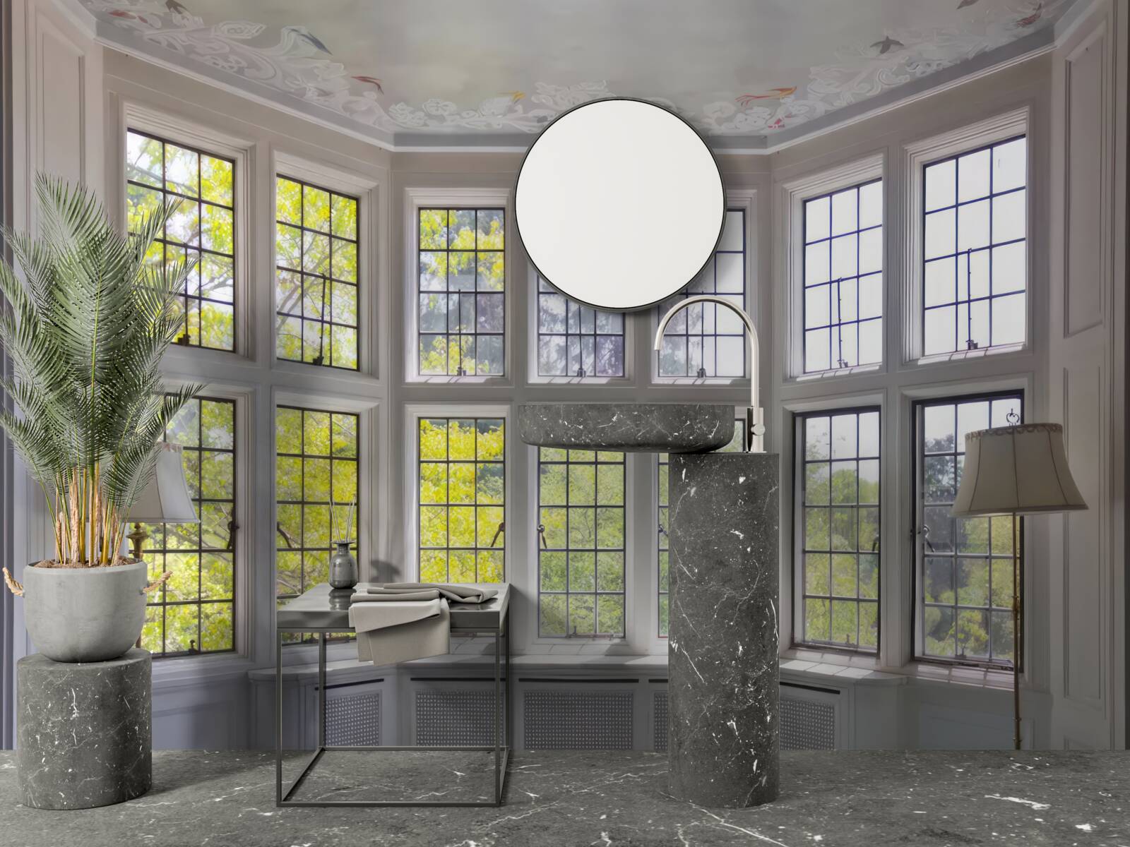 Papier peint panorama des arbres depuis la fenêtre