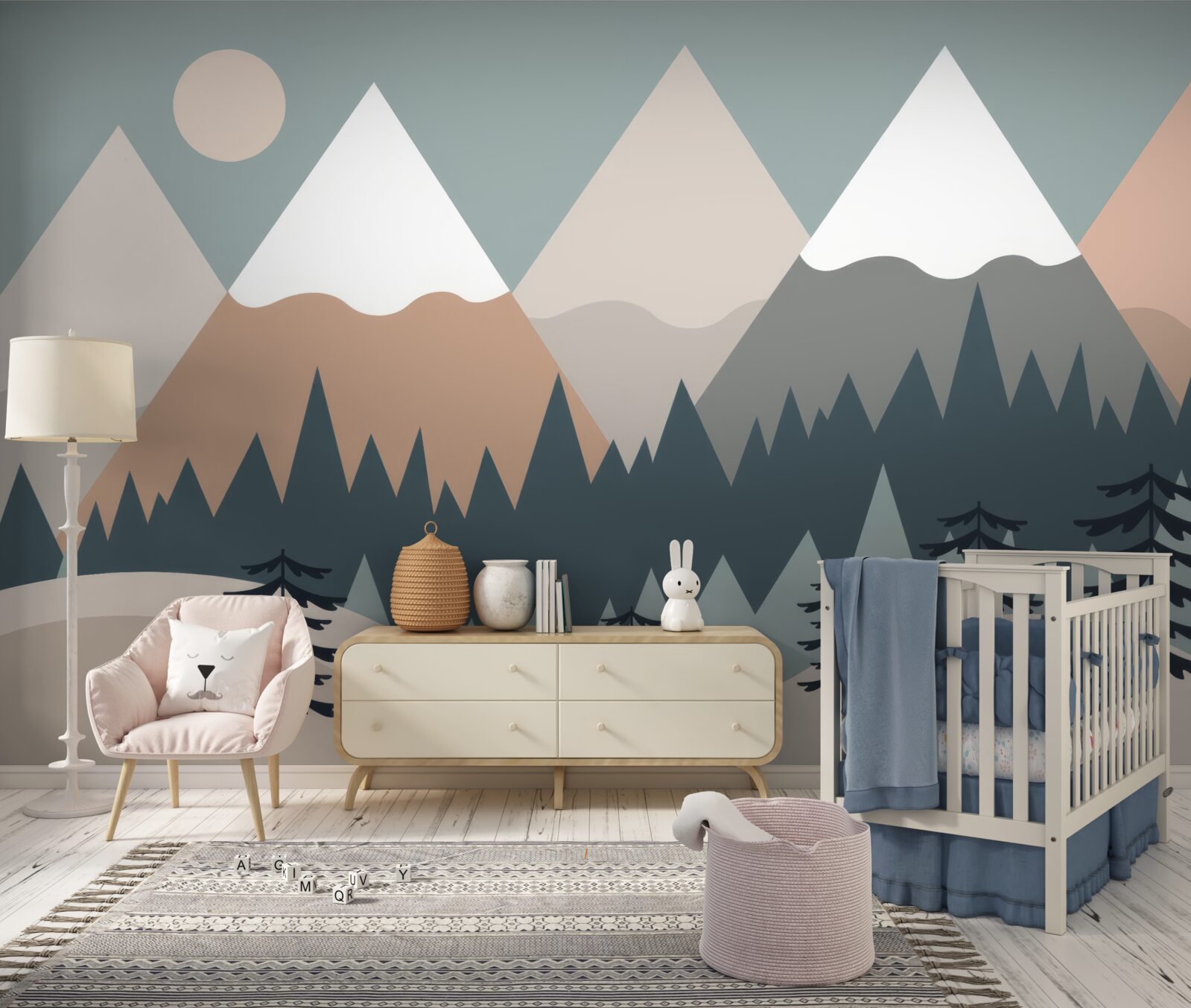 Papier peint Clair de lune sur les montagnes