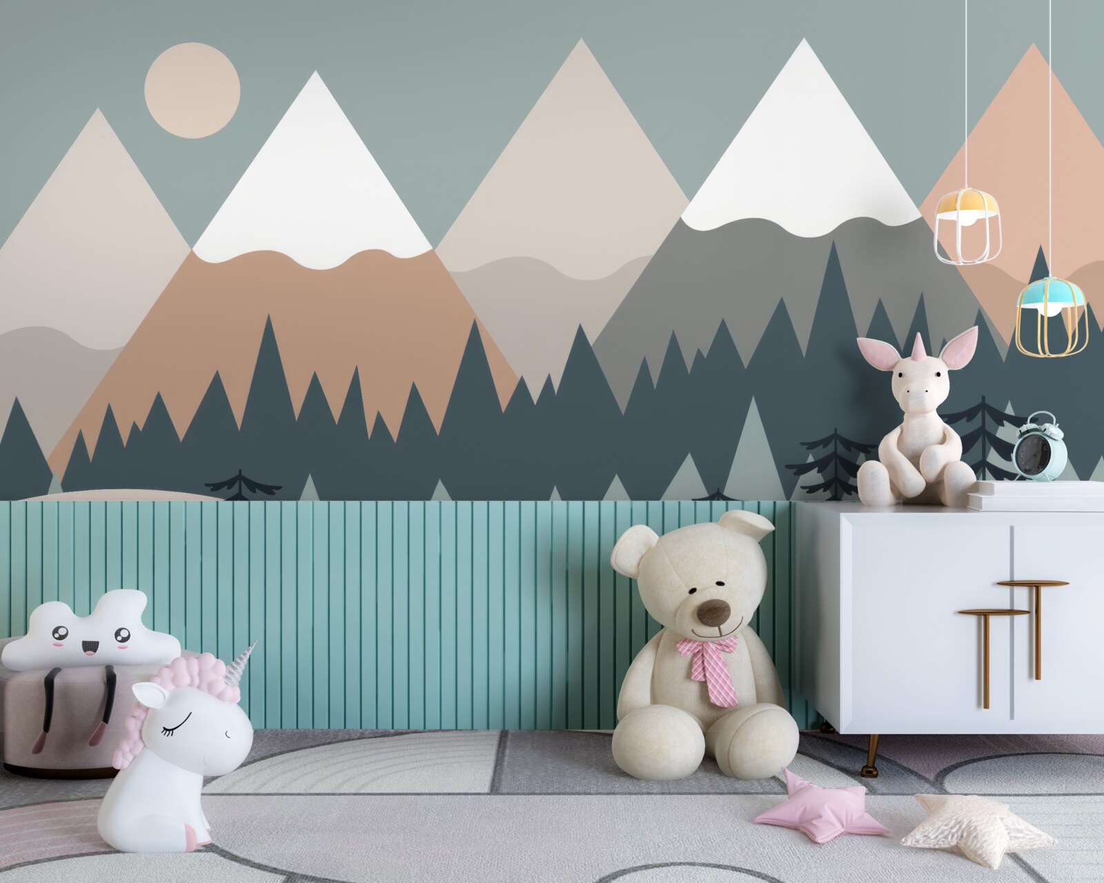 Papier peint Clair de lune sur les montagnes