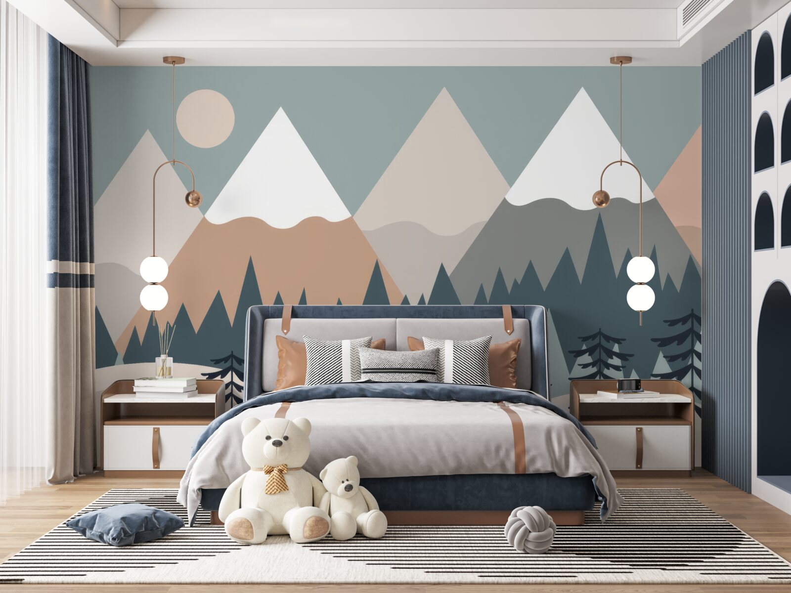 Papier peint Clair de lune sur les montagnes