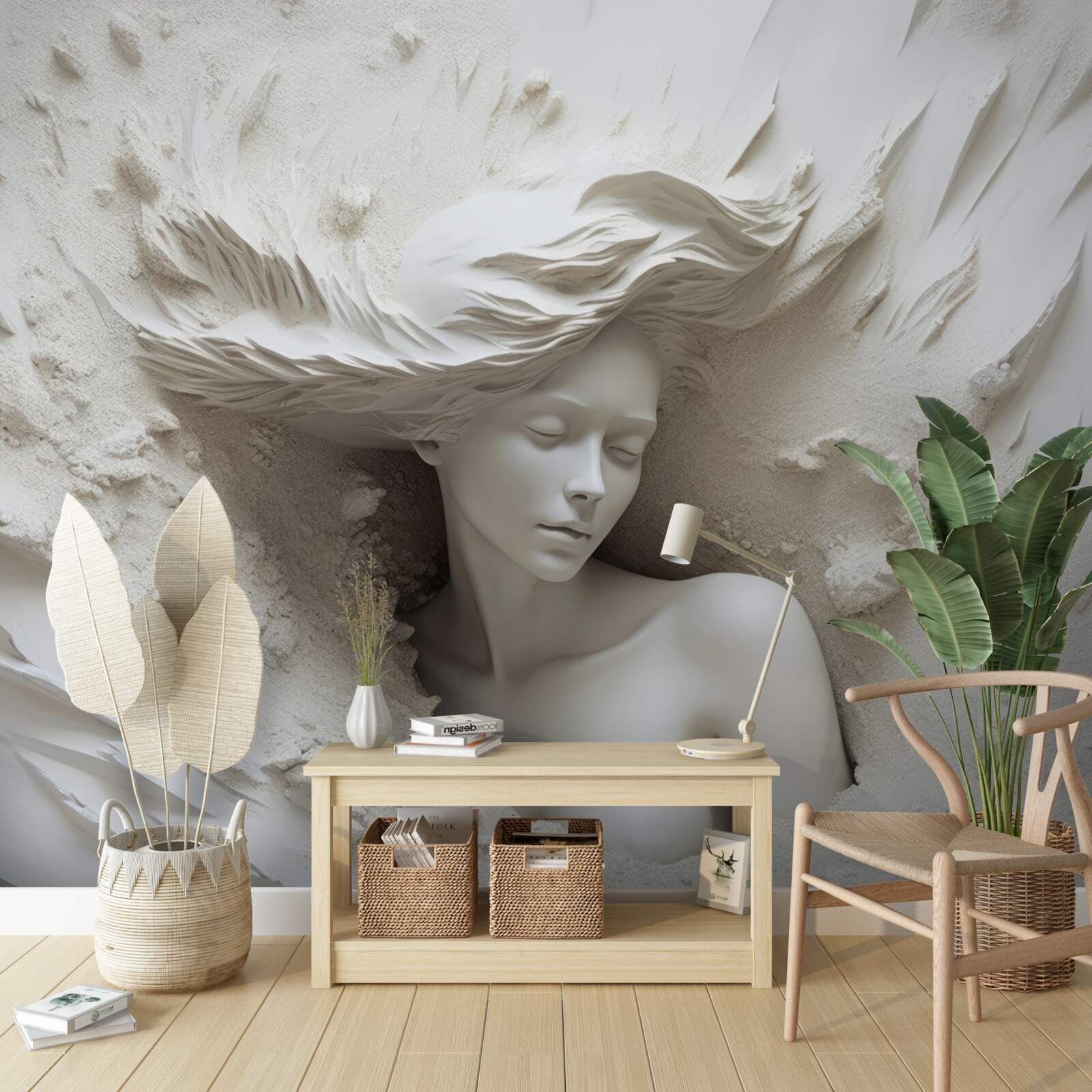 Papier peint jeune femme aux boucles libres