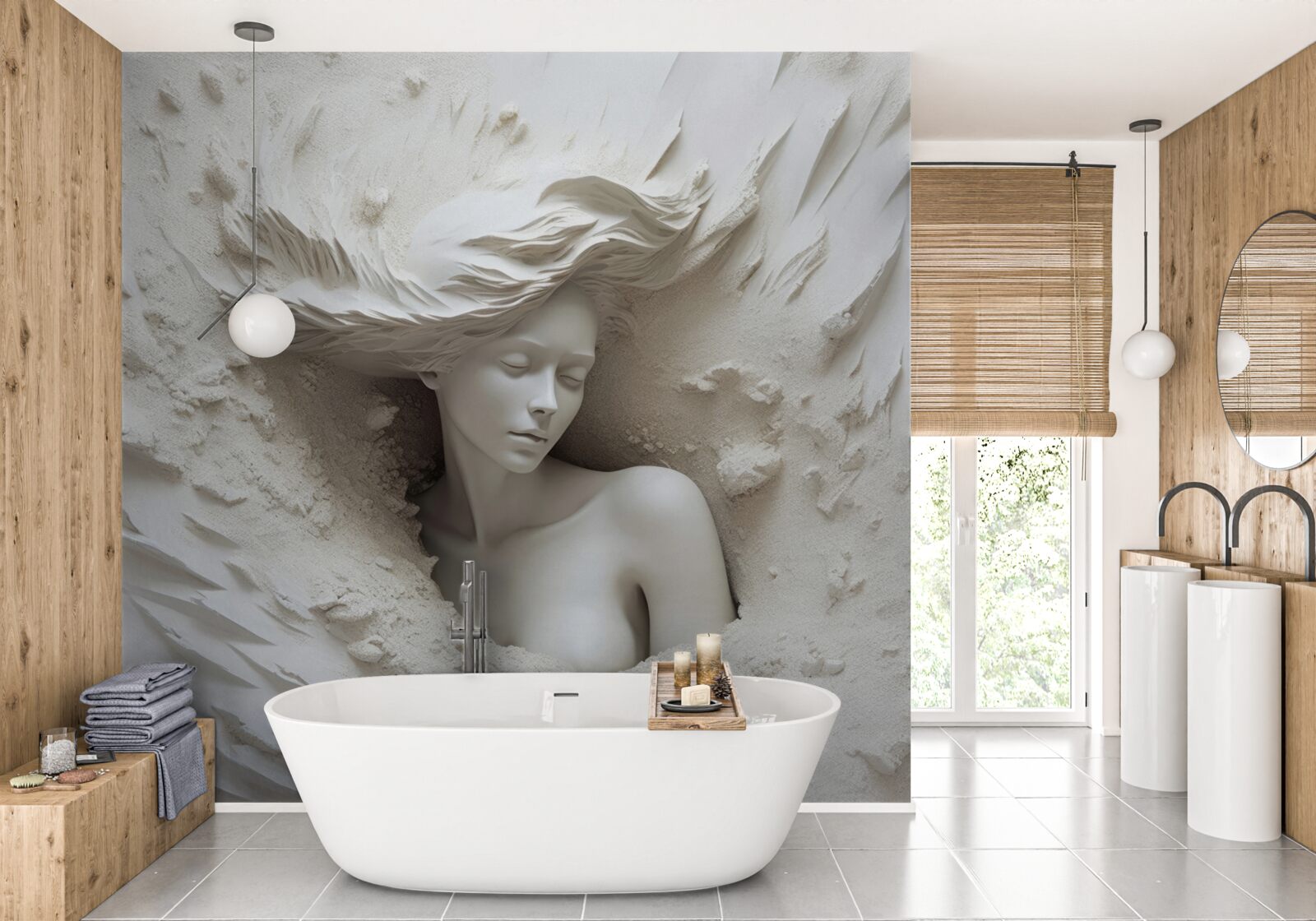 Papier peint jeune femme aux boucles libres