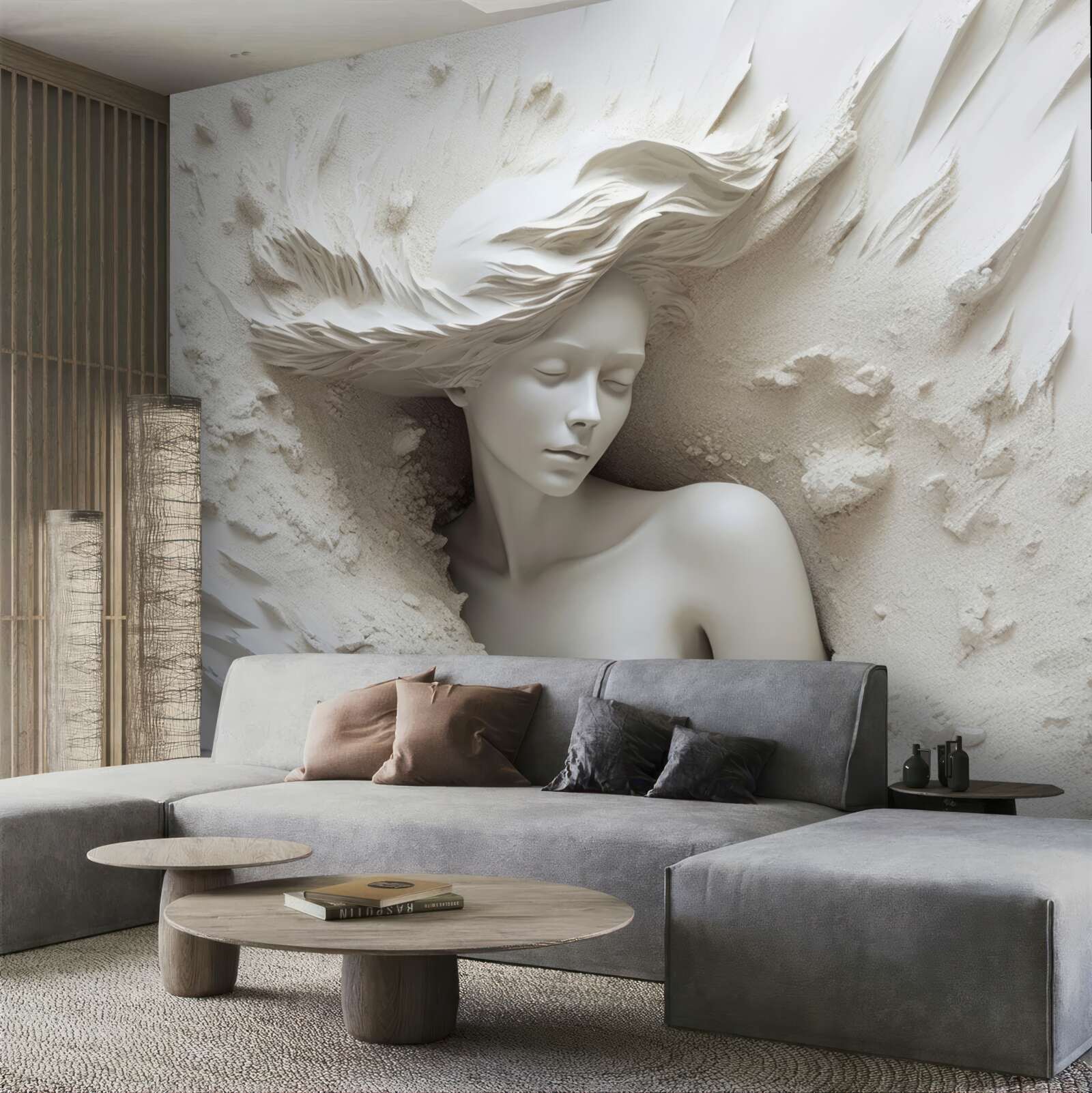 Papier peint jeune femme aux boucles libres