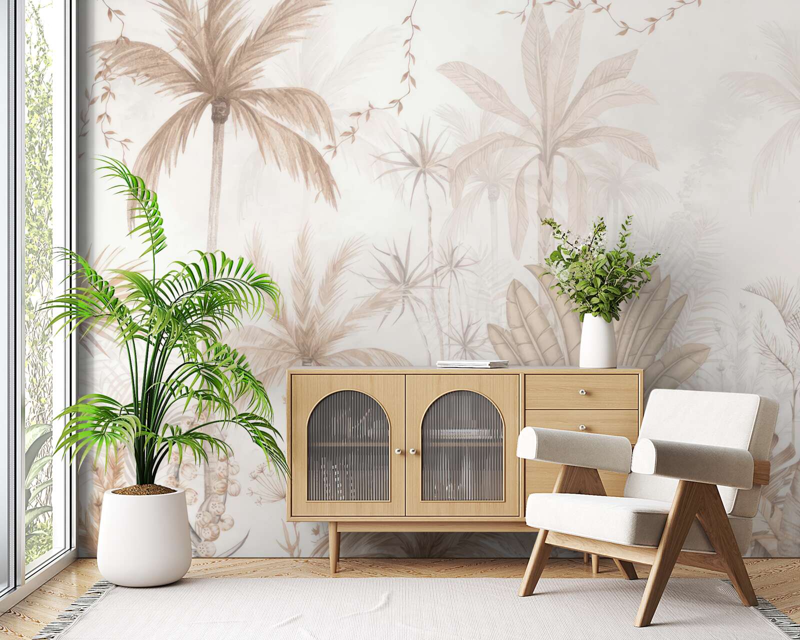 Papier peint plantes dans les tons de brun