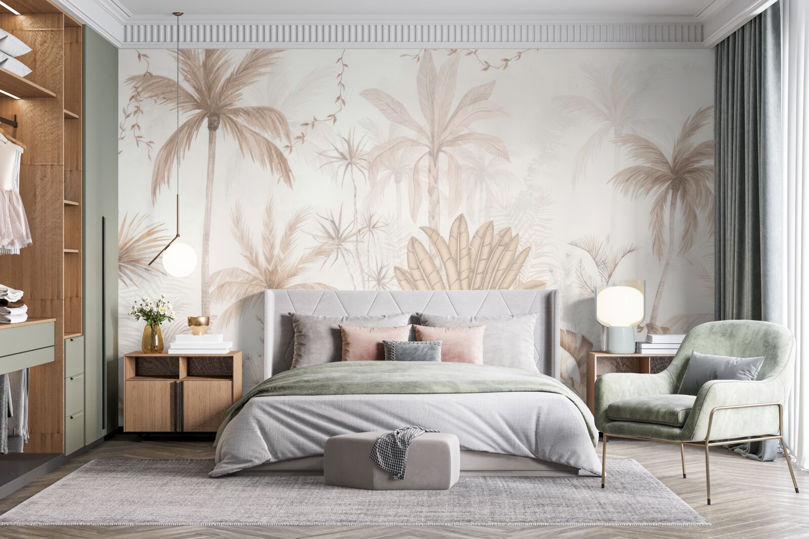 Papier peint plantes dans les tons de brun