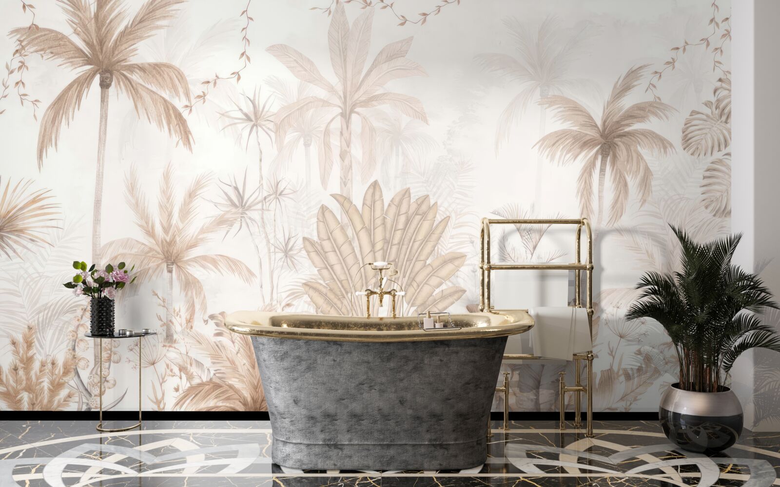 Papier peint plantes dans les tons de brun