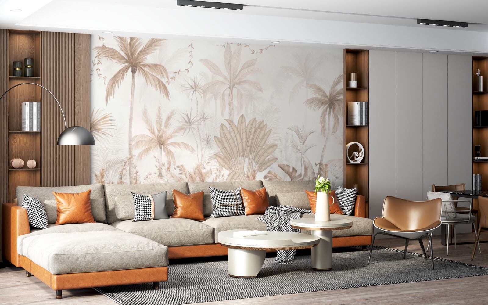 Papier peint plantes dans les tons de brun