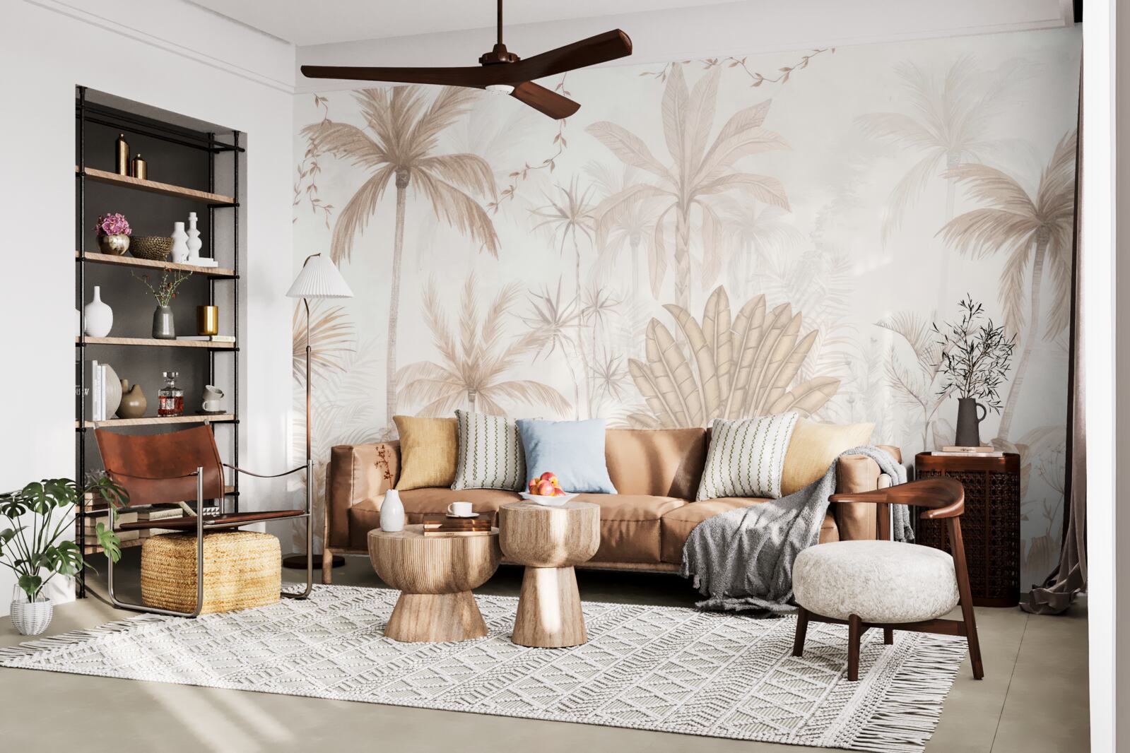 Papier peint plantes dans les tons de brun