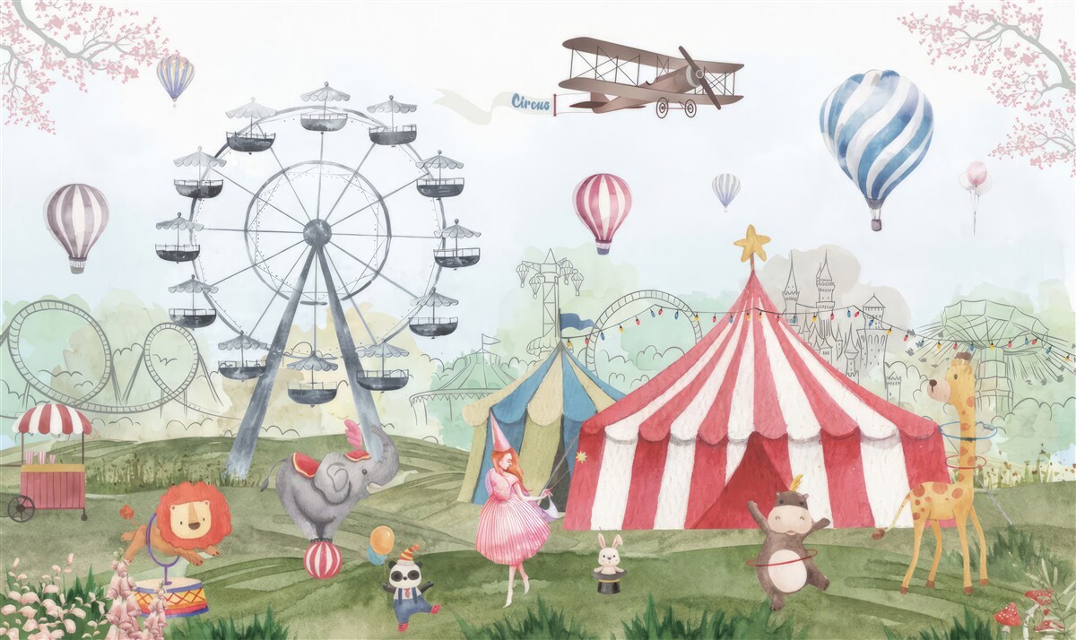 Papier peint cirque sous chapiteau et roue géante