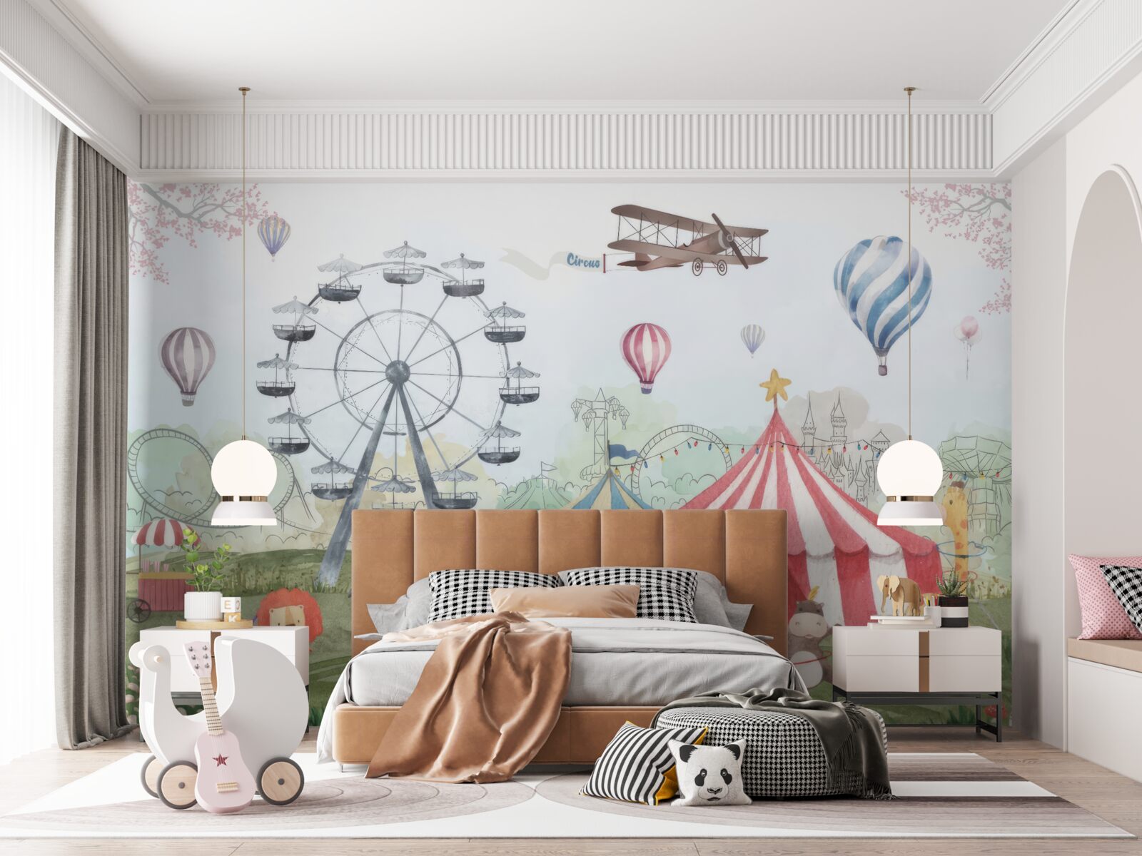 Papier peint cirque sous chapiteau et roue géante