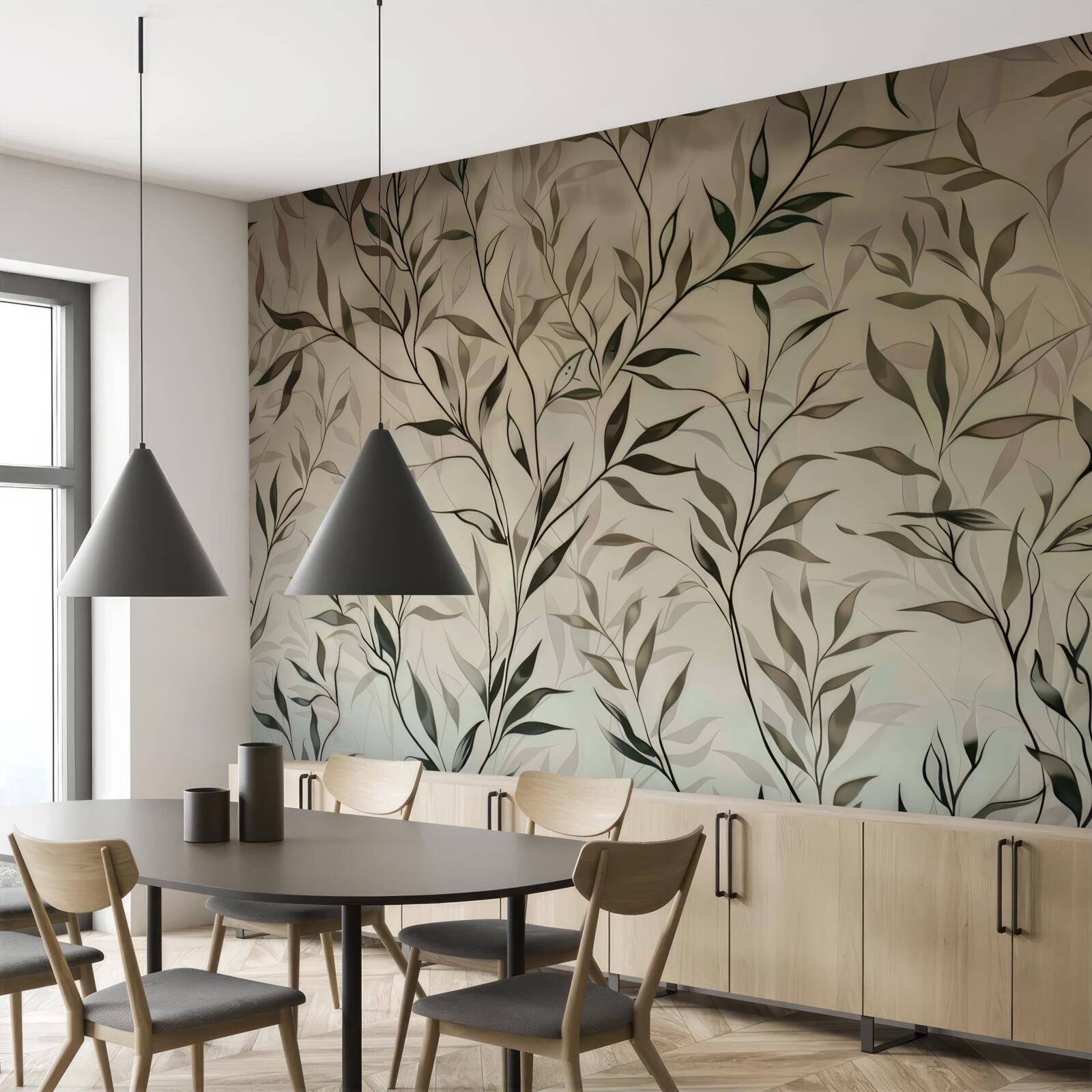 Papier peint les branches à feuilles minces