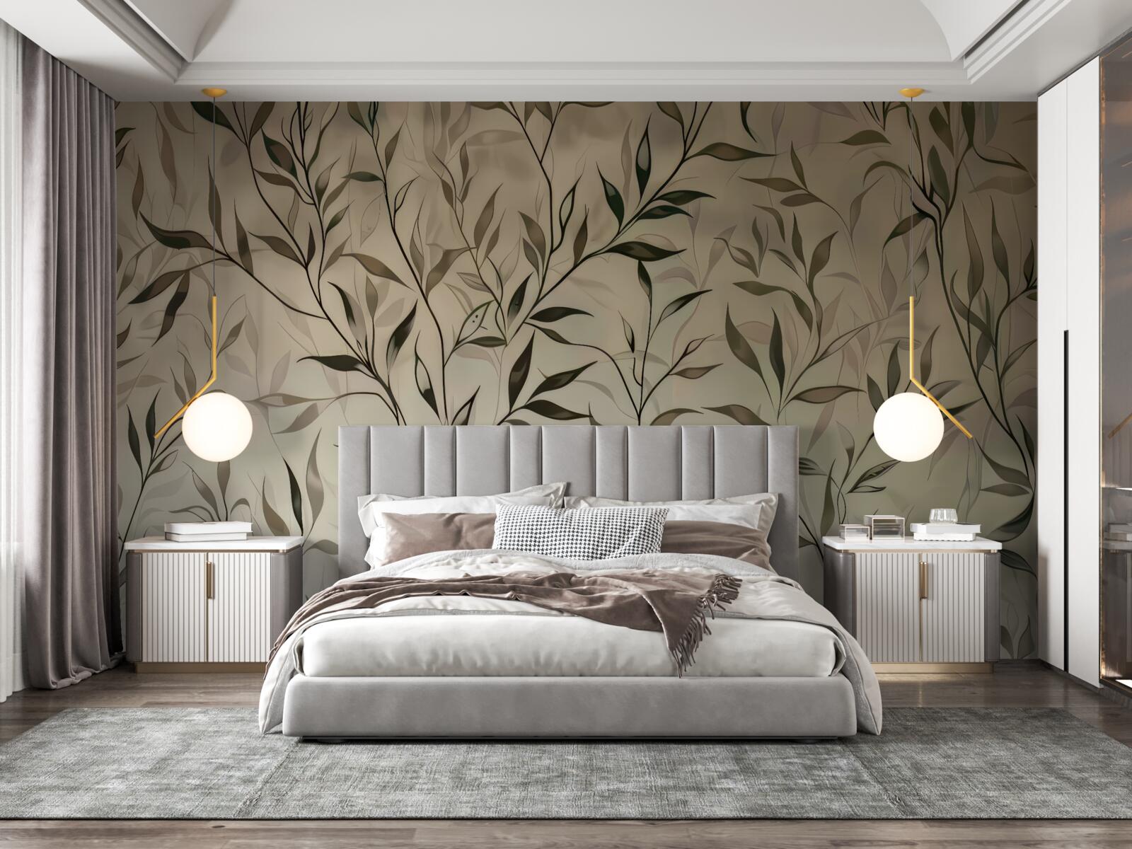 Papier peint les branches à feuilles minces