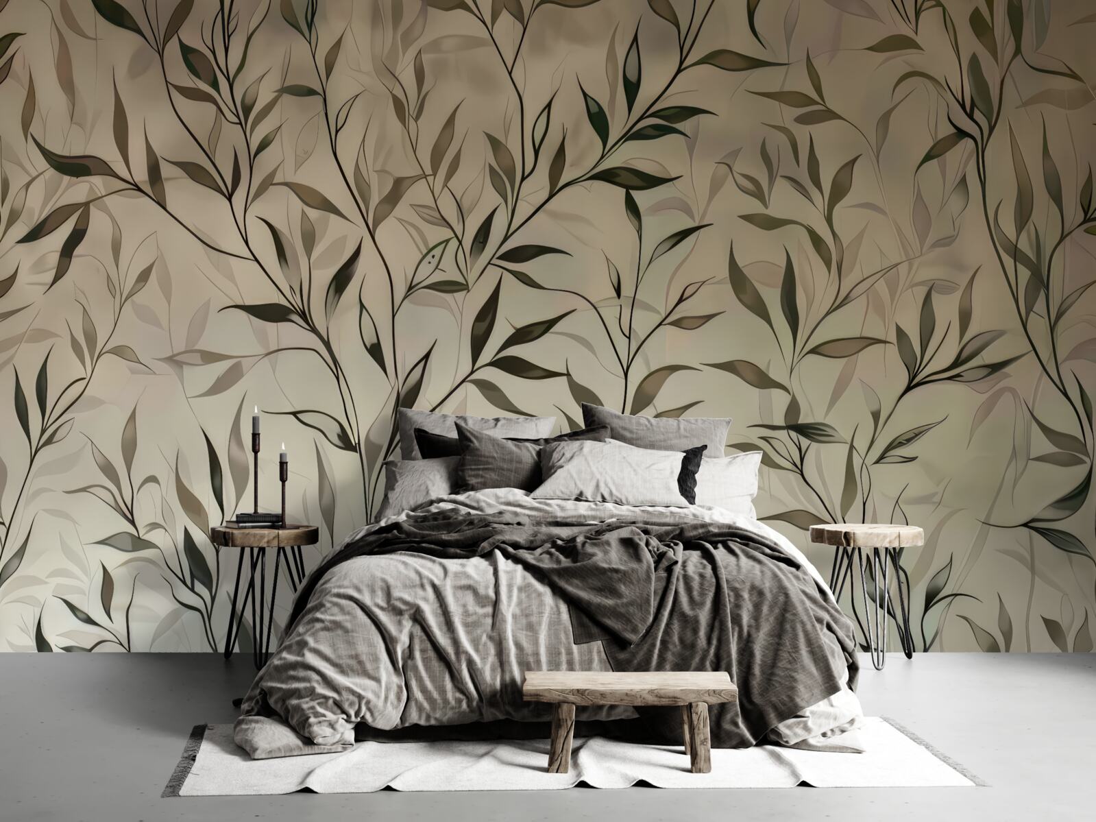 Papier peint les branches à feuilles minces