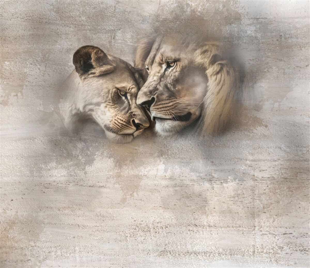 Papier peint paire de lions