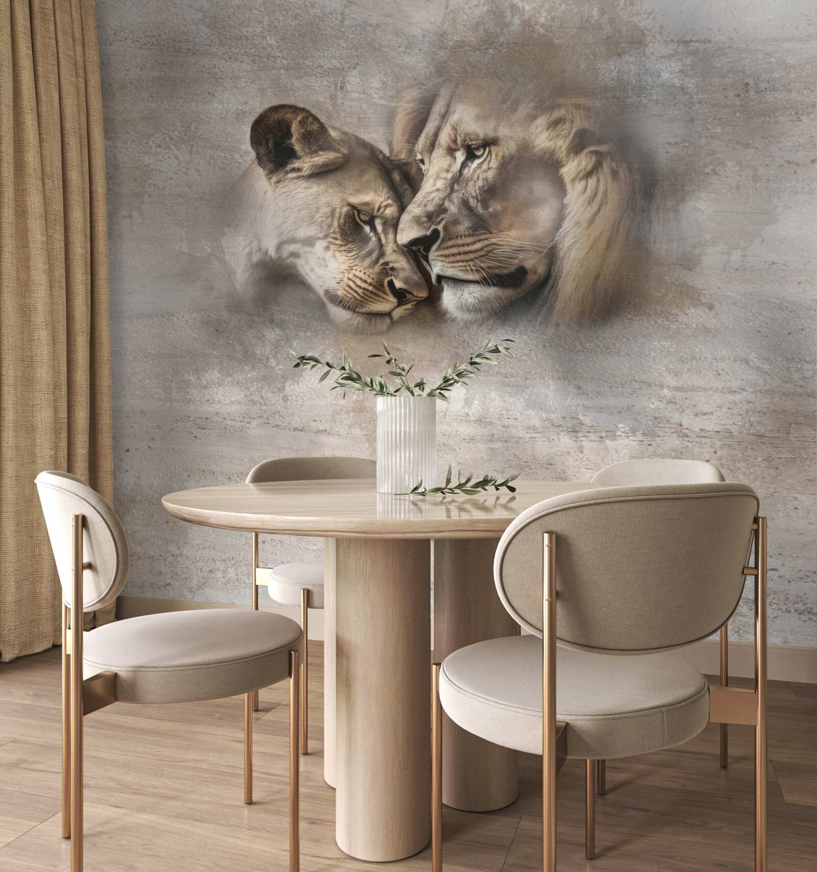 Papier peint paire de lions