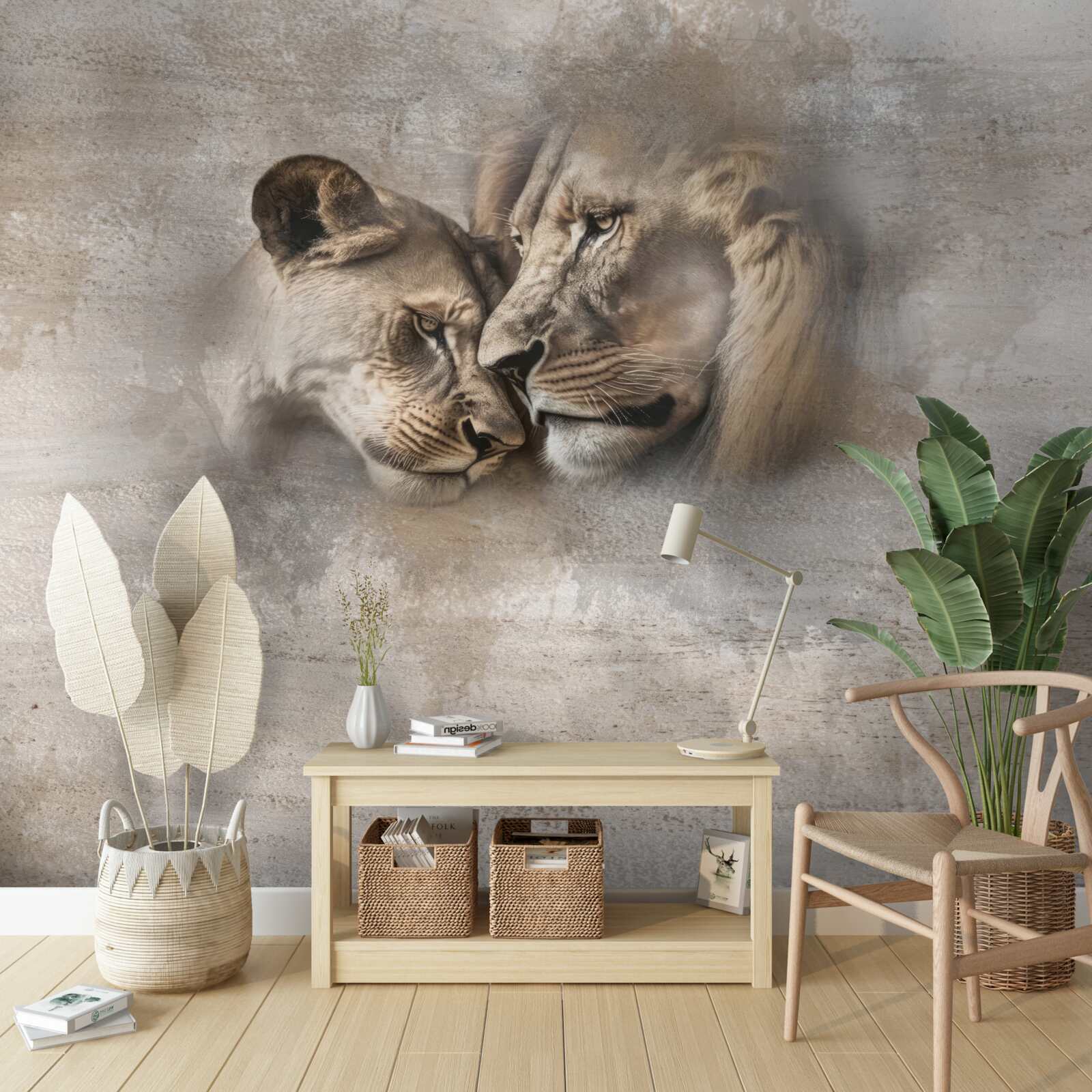 Papier peint paire de lions