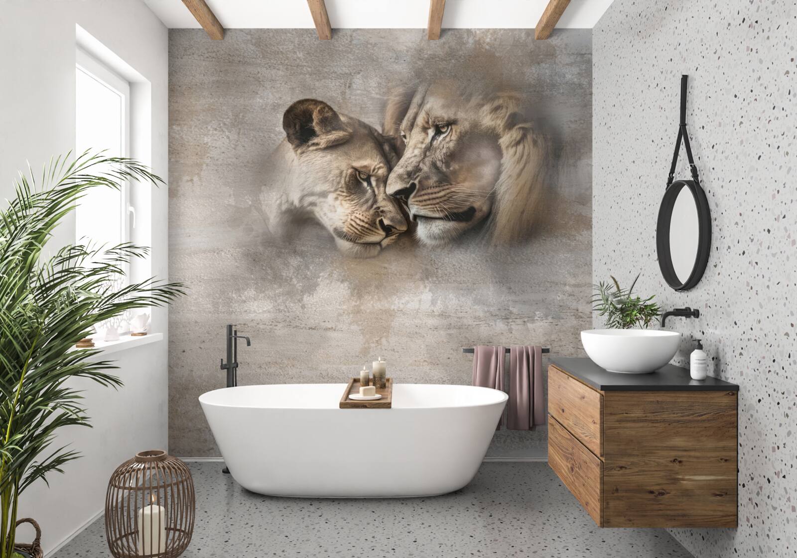 Papier peint paire de lions