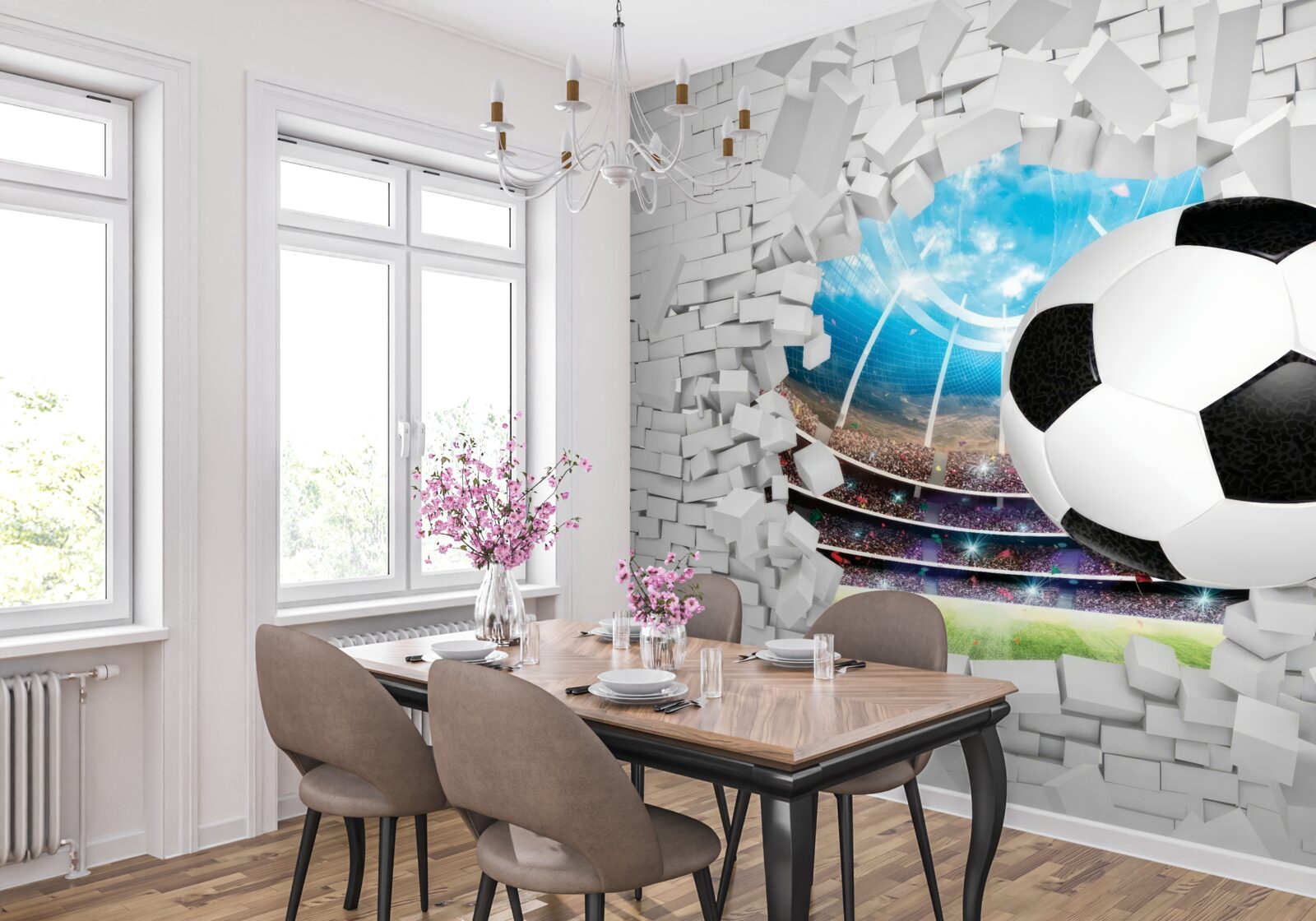 Papier peint terrain et ballon de football