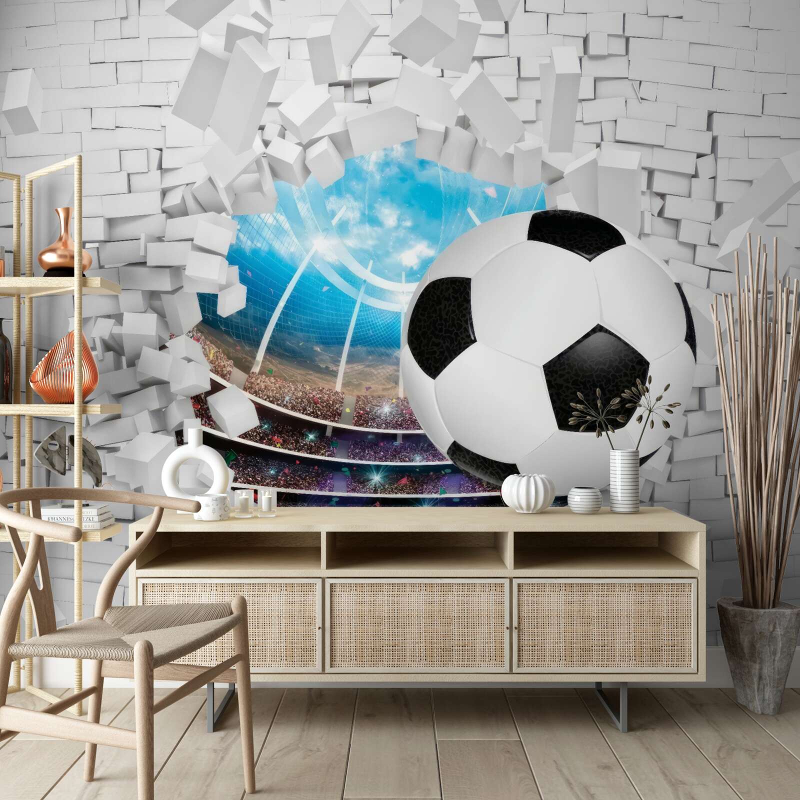 Papier peint terrain et ballon de football