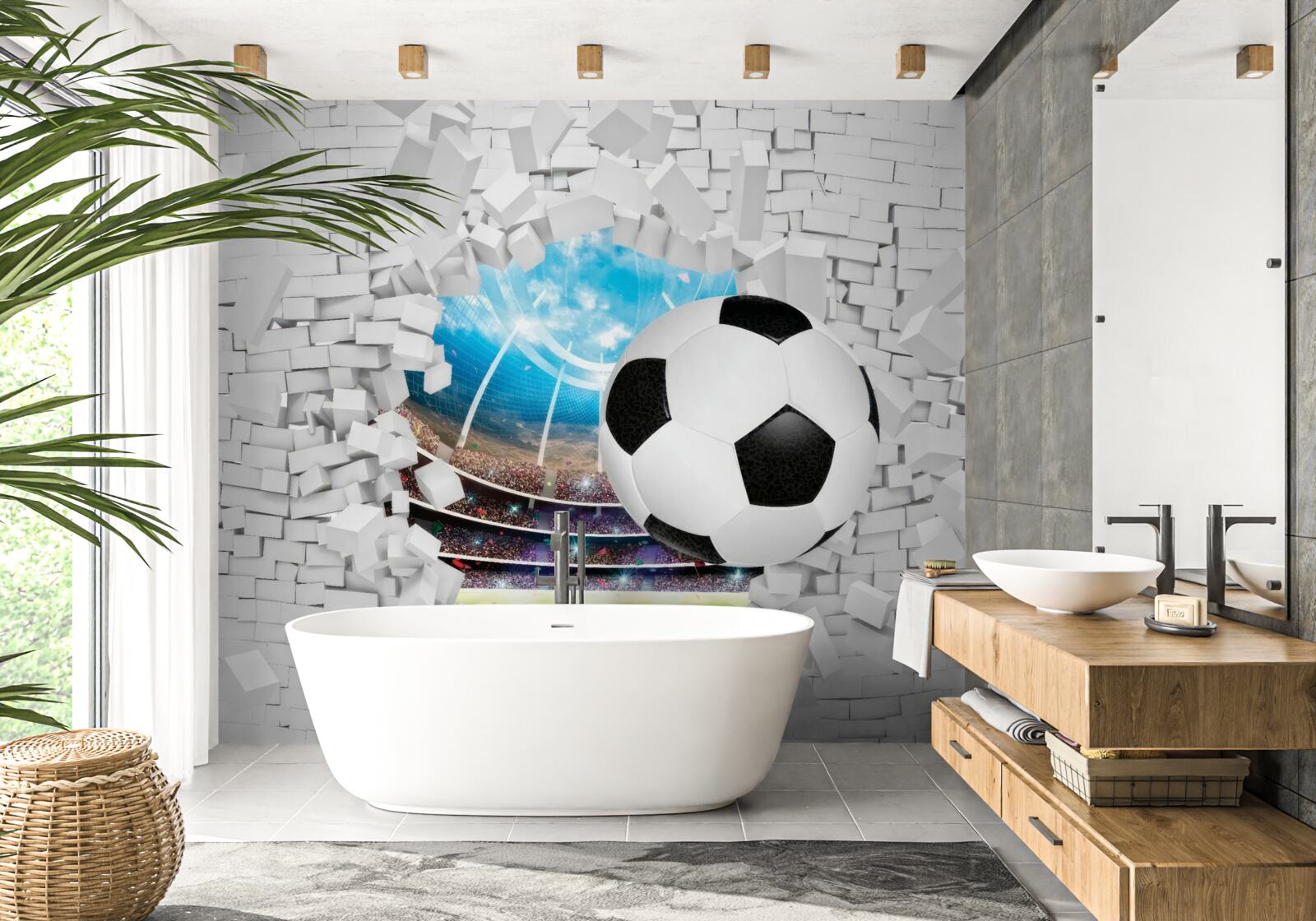 Papier peint terrain et ballon de football