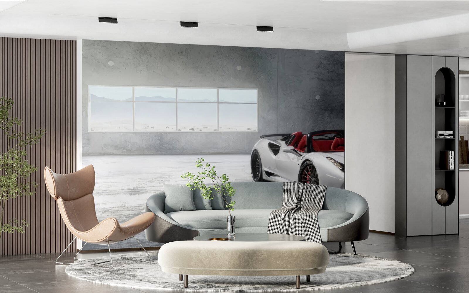 Papier peint cabriolet sport blanc