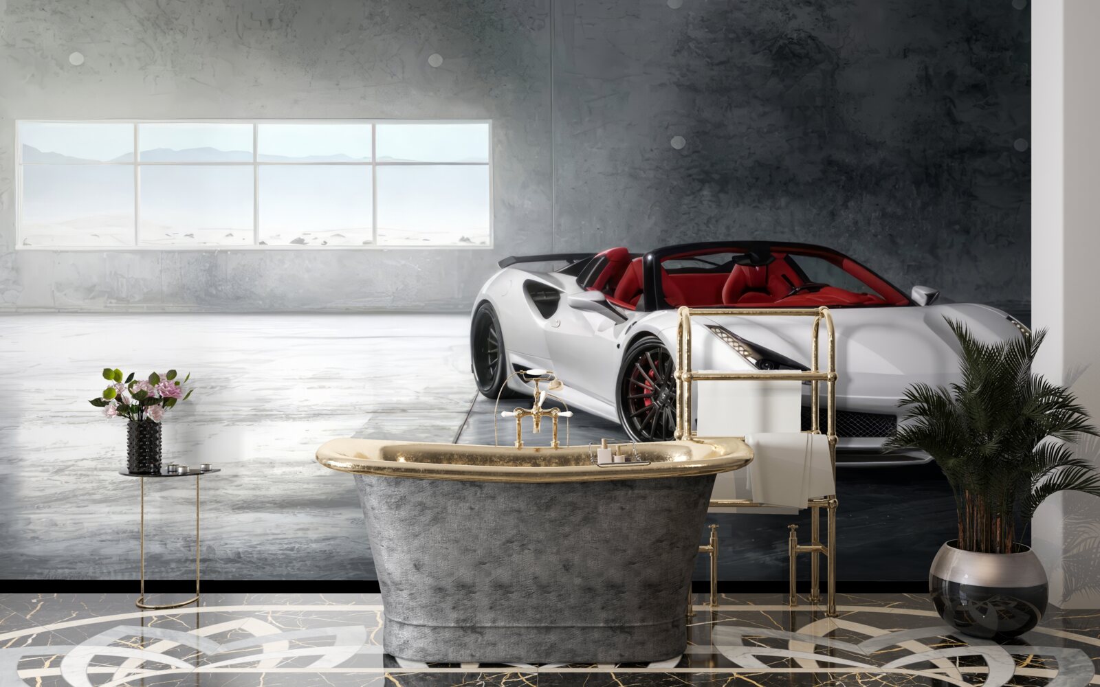 Papier peint cabriolet sport blanc