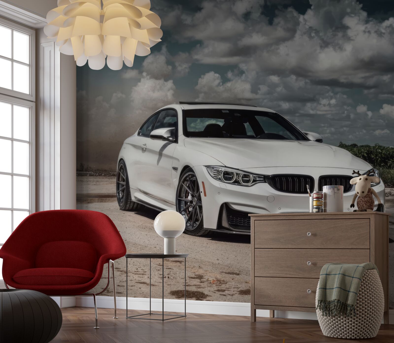 Papier peint la voiture est blanche