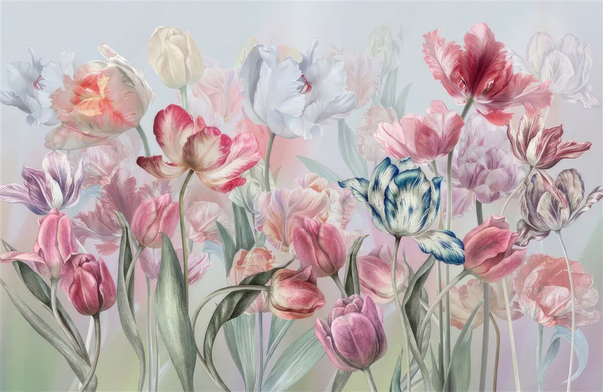 Papier peint variété de belles fleurs