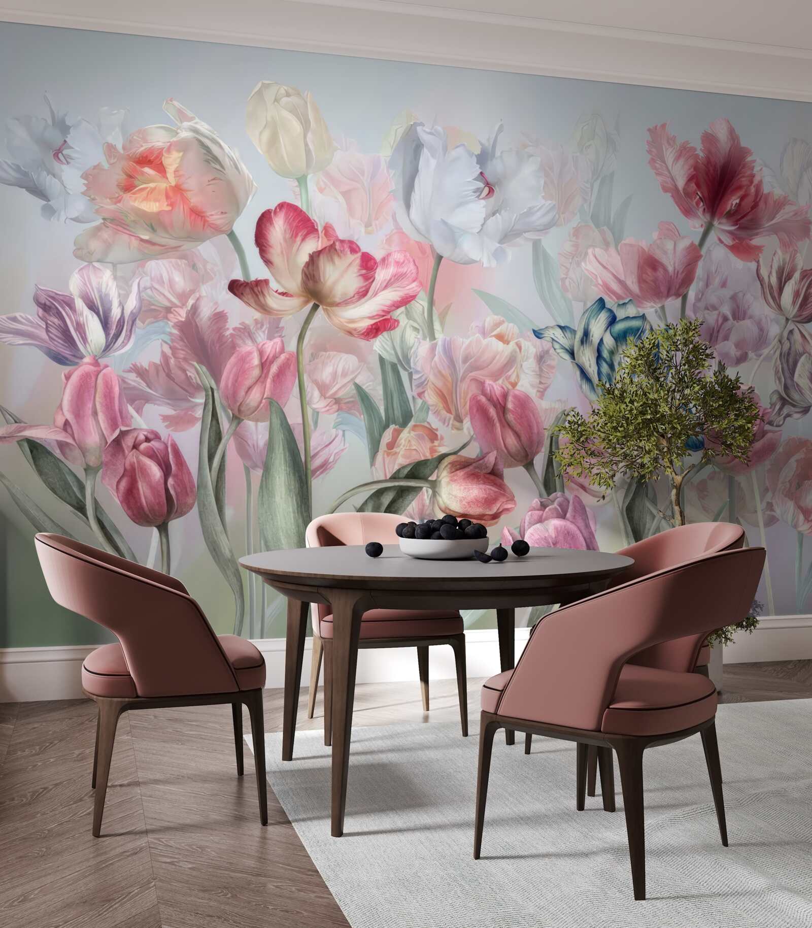 Papier peint variété de belles fleurs