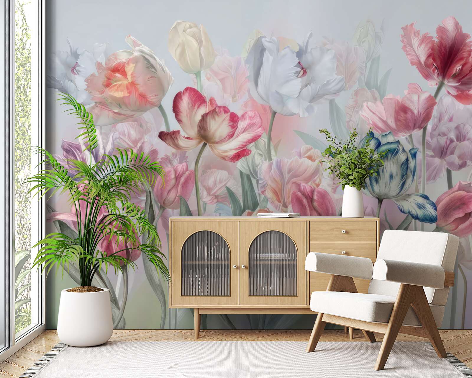 Papier peint variété de belles fleurs