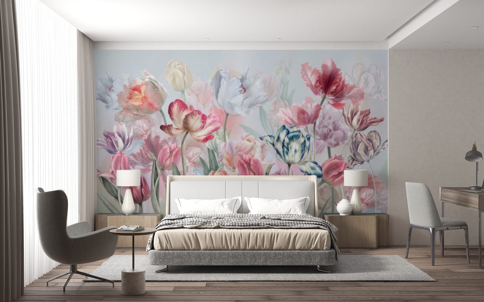 Papier peint variété de belles fleurs