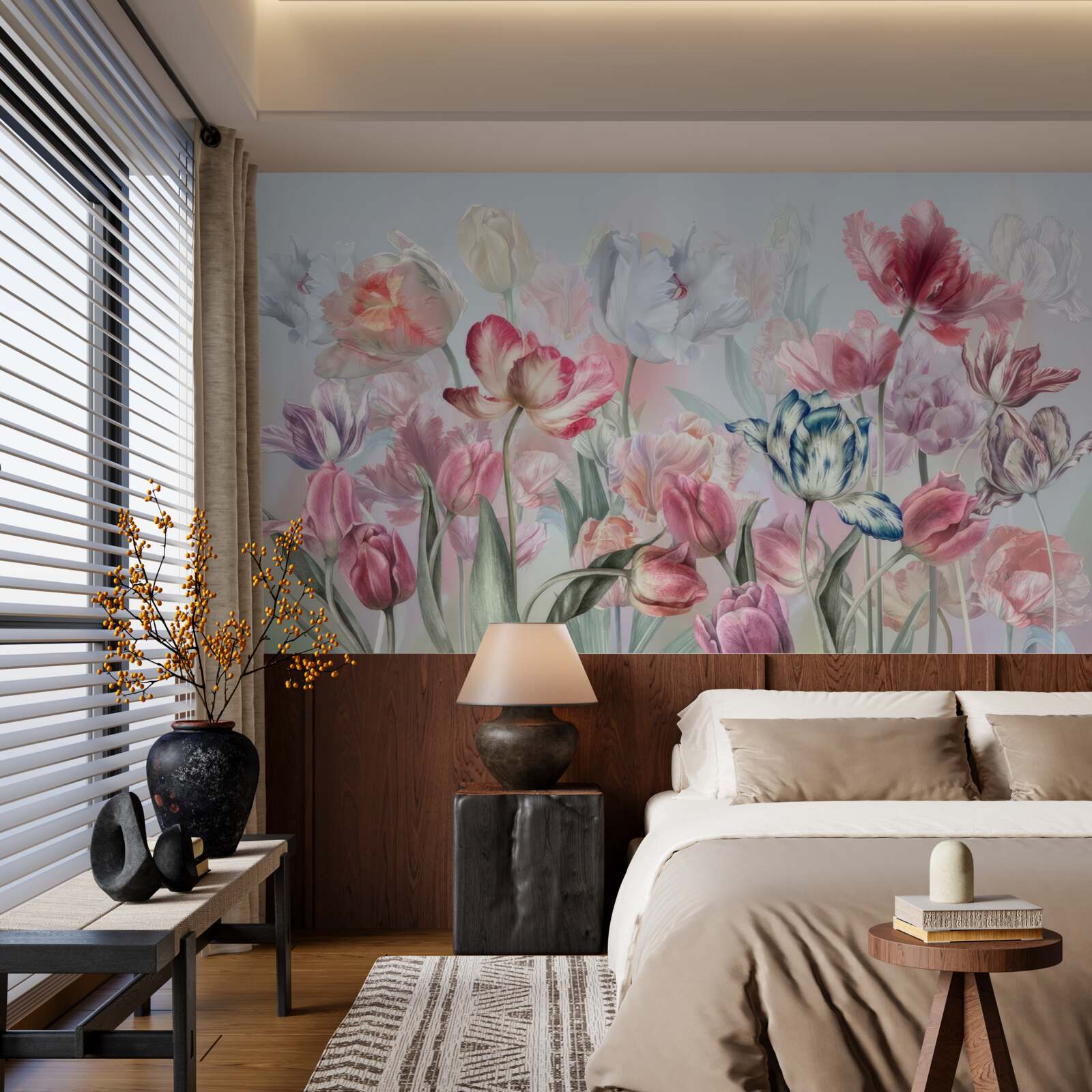 Papier peint variété de belles fleurs