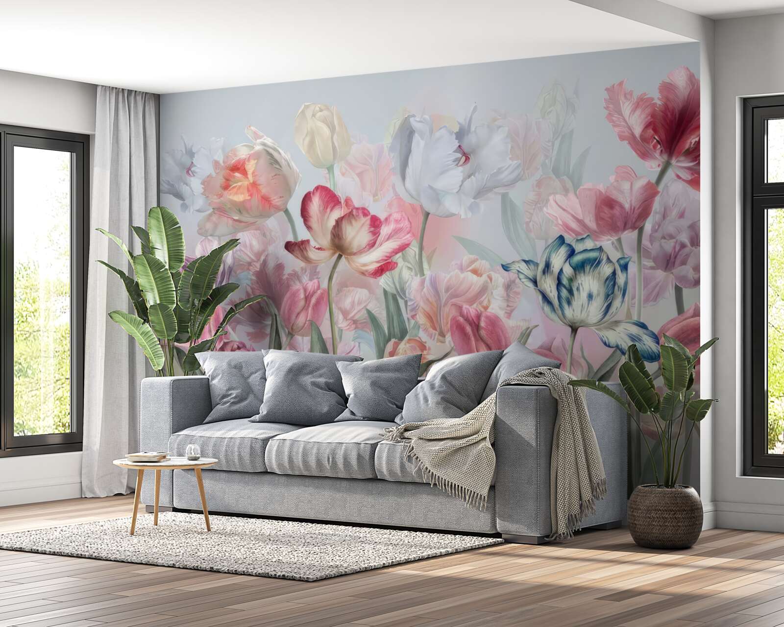 Papier peint variété de belles fleurs