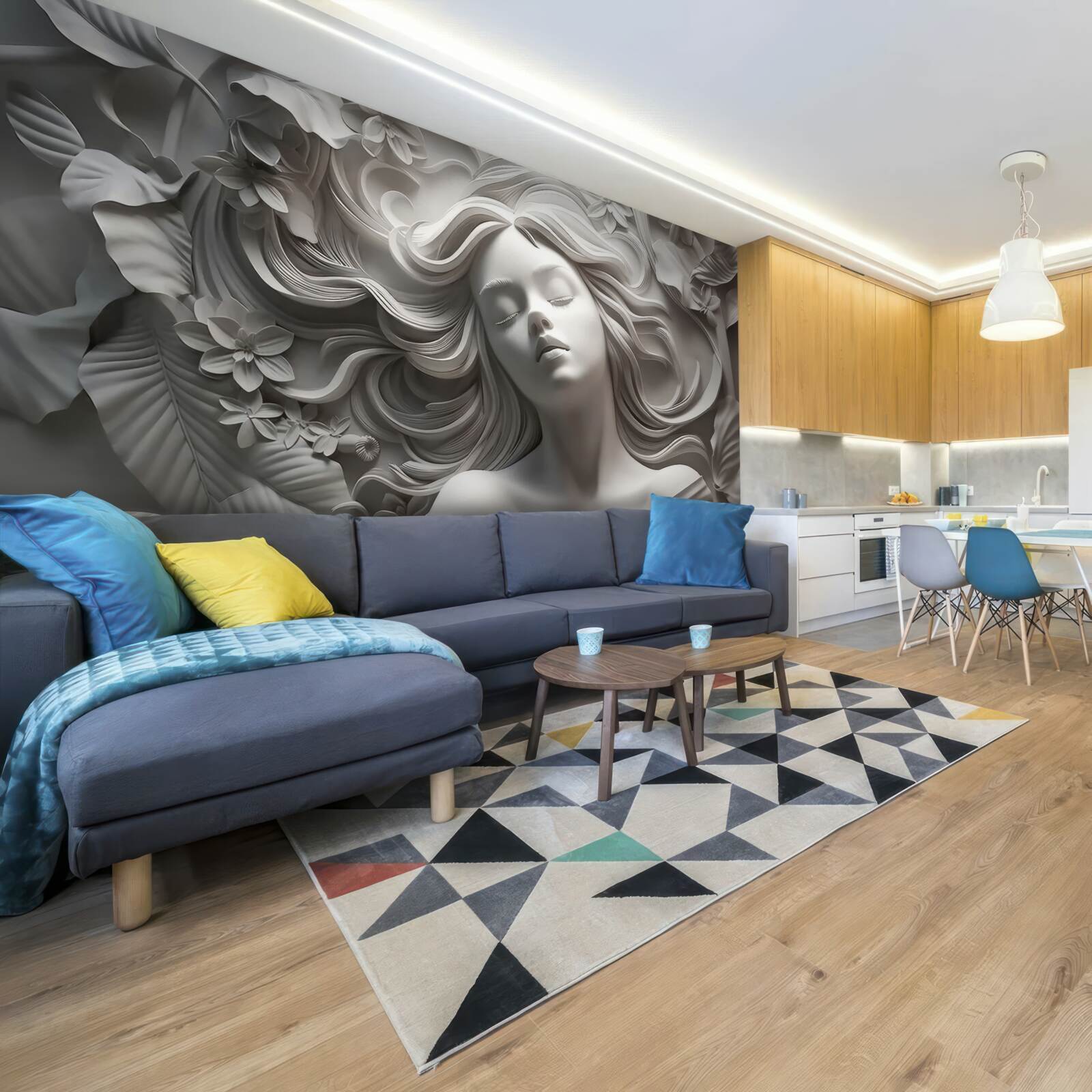 Papier peint une fille aux yeux fermés