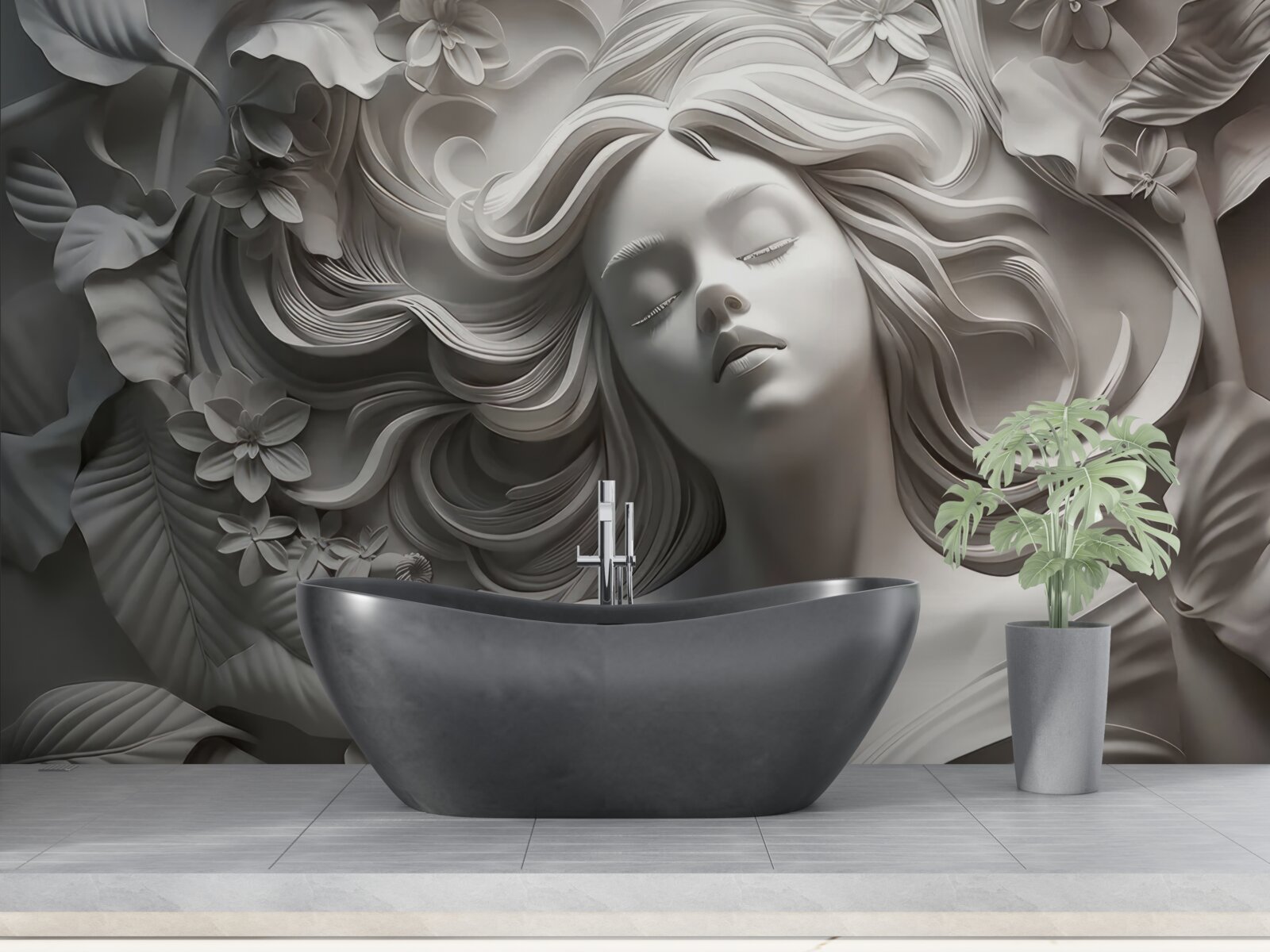 Papier peint une fille aux yeux fermés