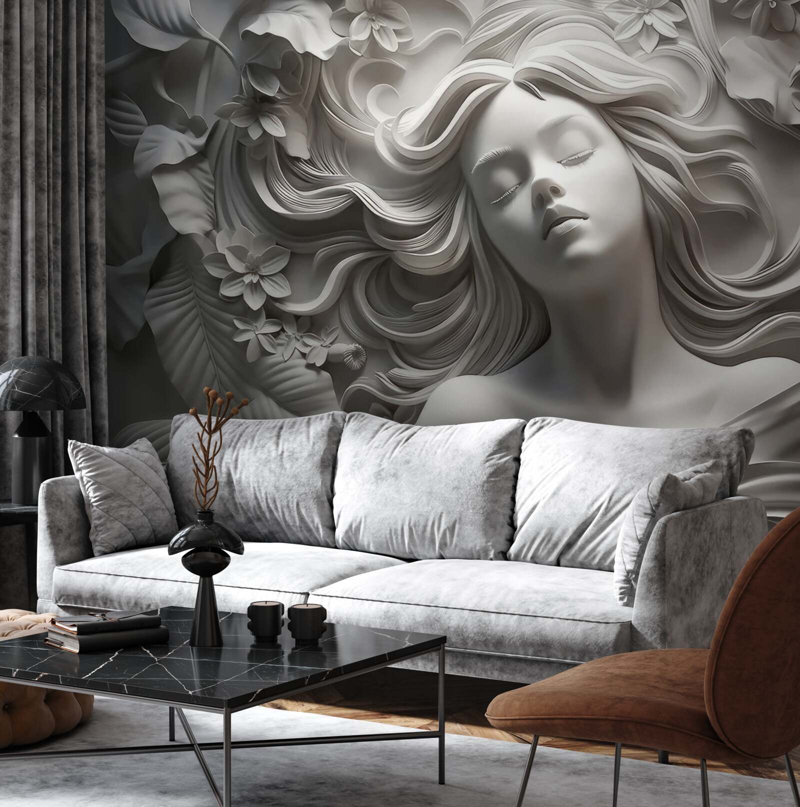 Papier peint une fille aux yeux fermés