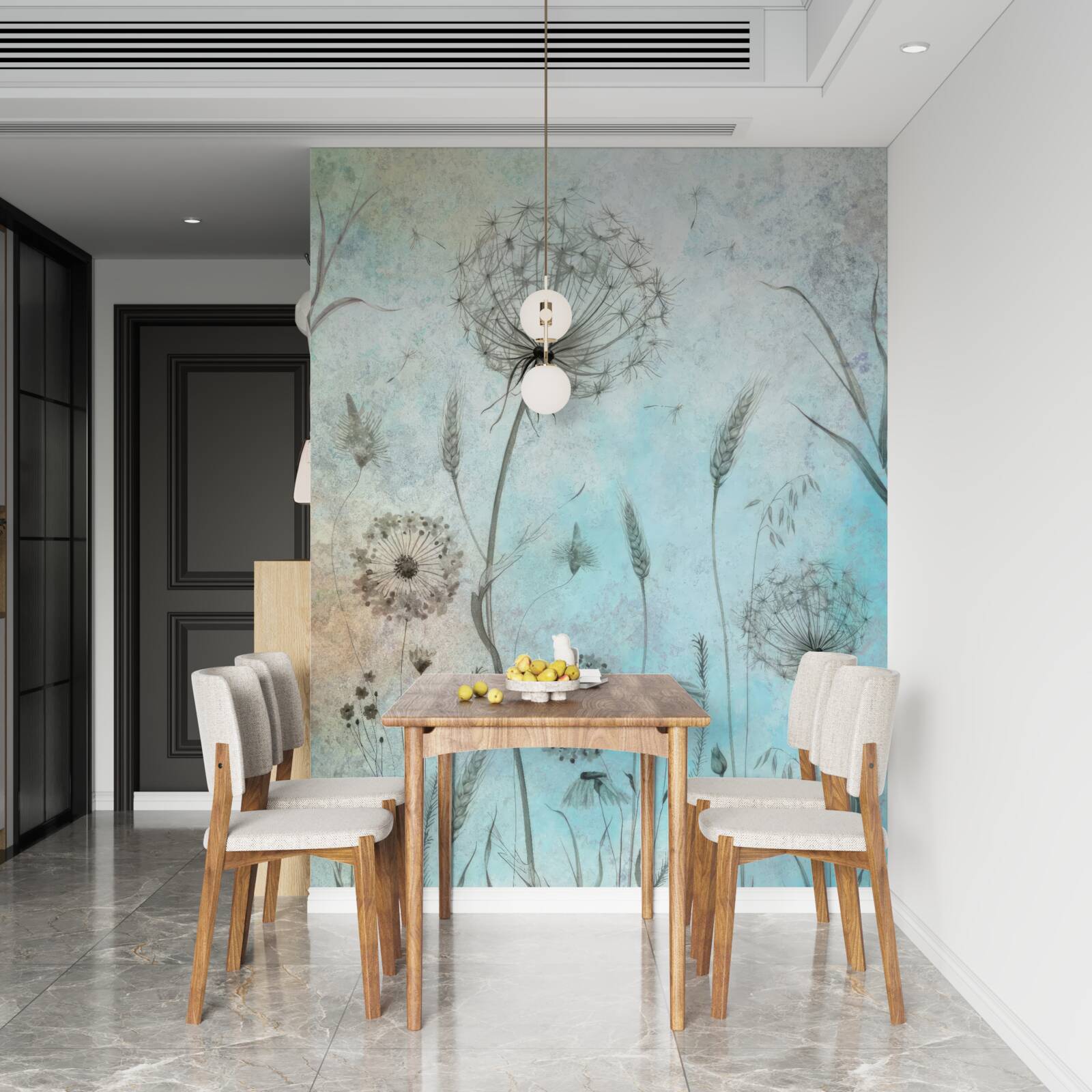 Papier peint blé et pissenlit