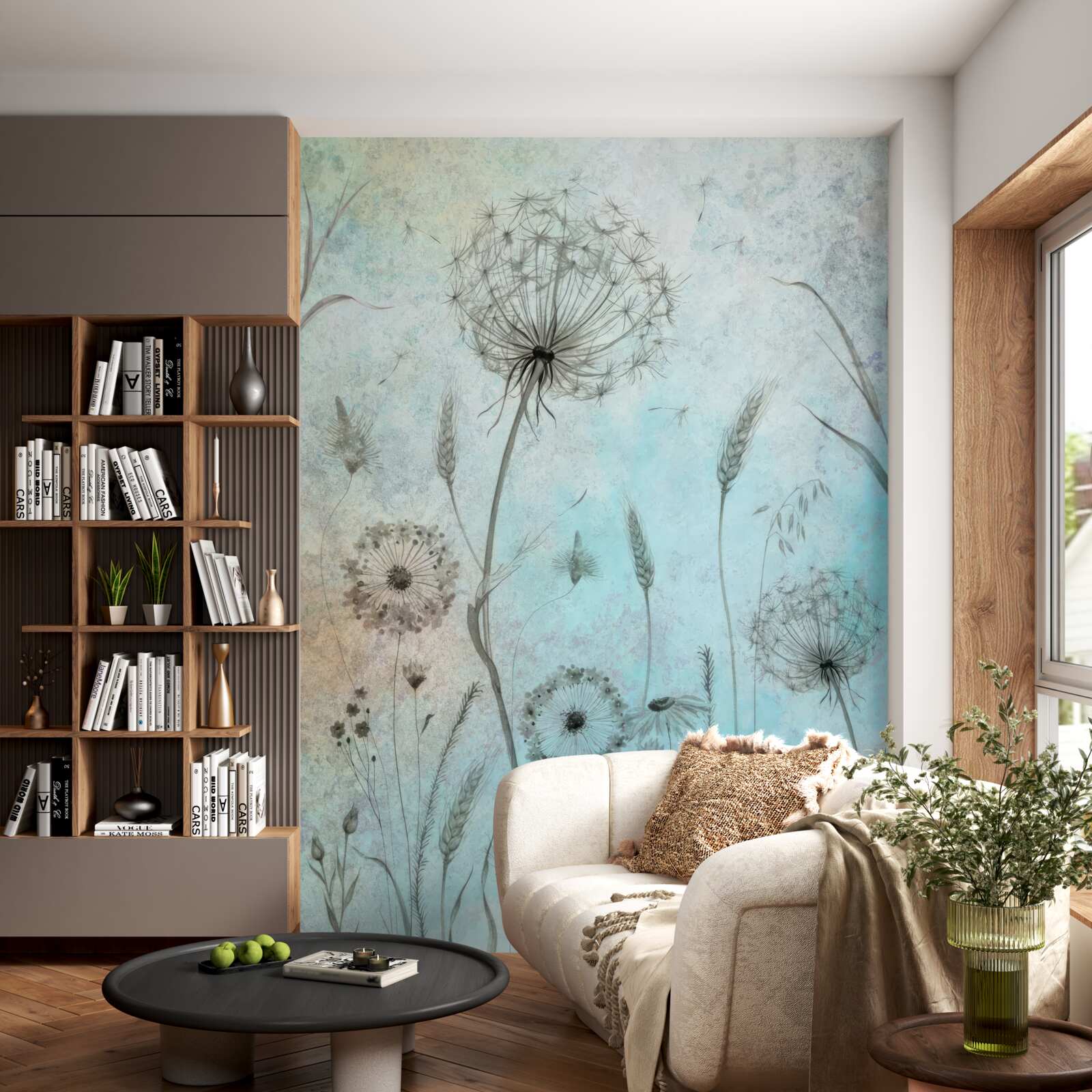 Papier peint blé et pissenlit