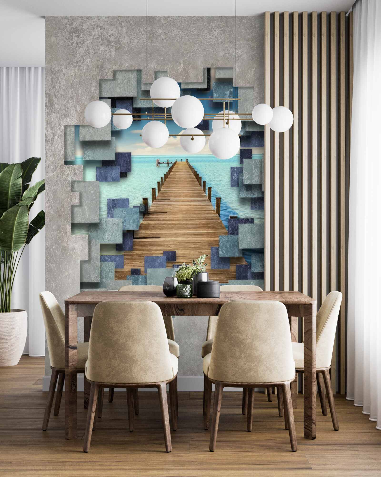 Papier peint vue sur le pont et l'océan