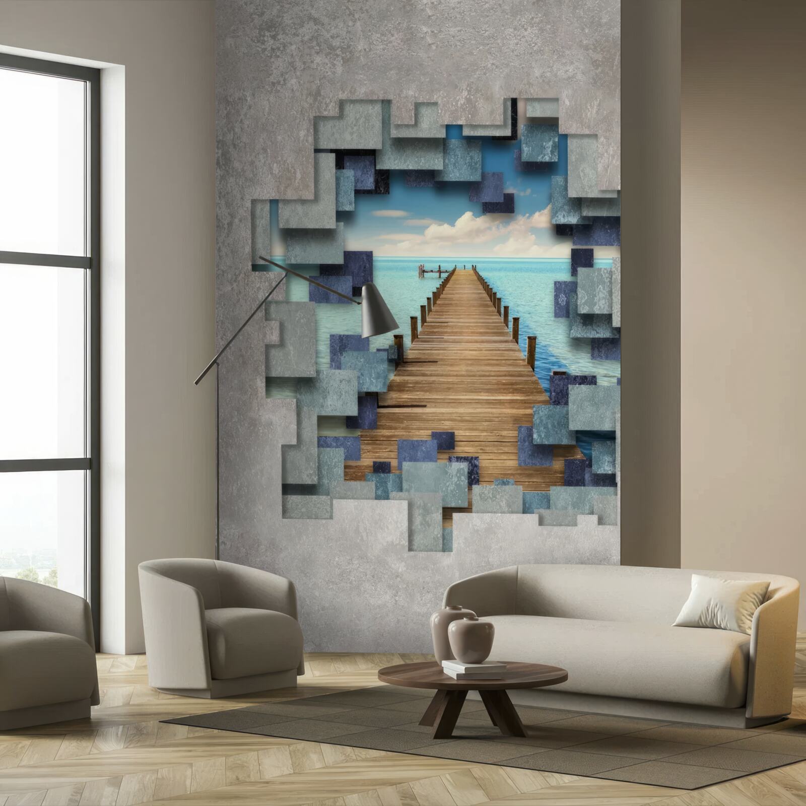 Papier peint vue sur le pont et l'océan