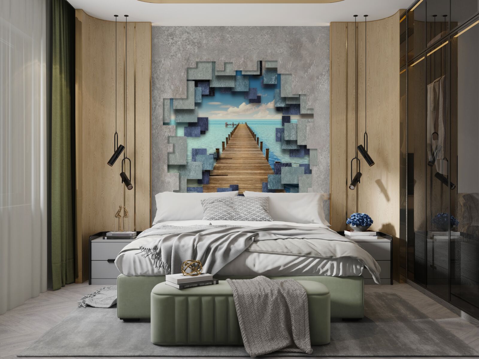 Papier peint vue sur le pont et l'océan