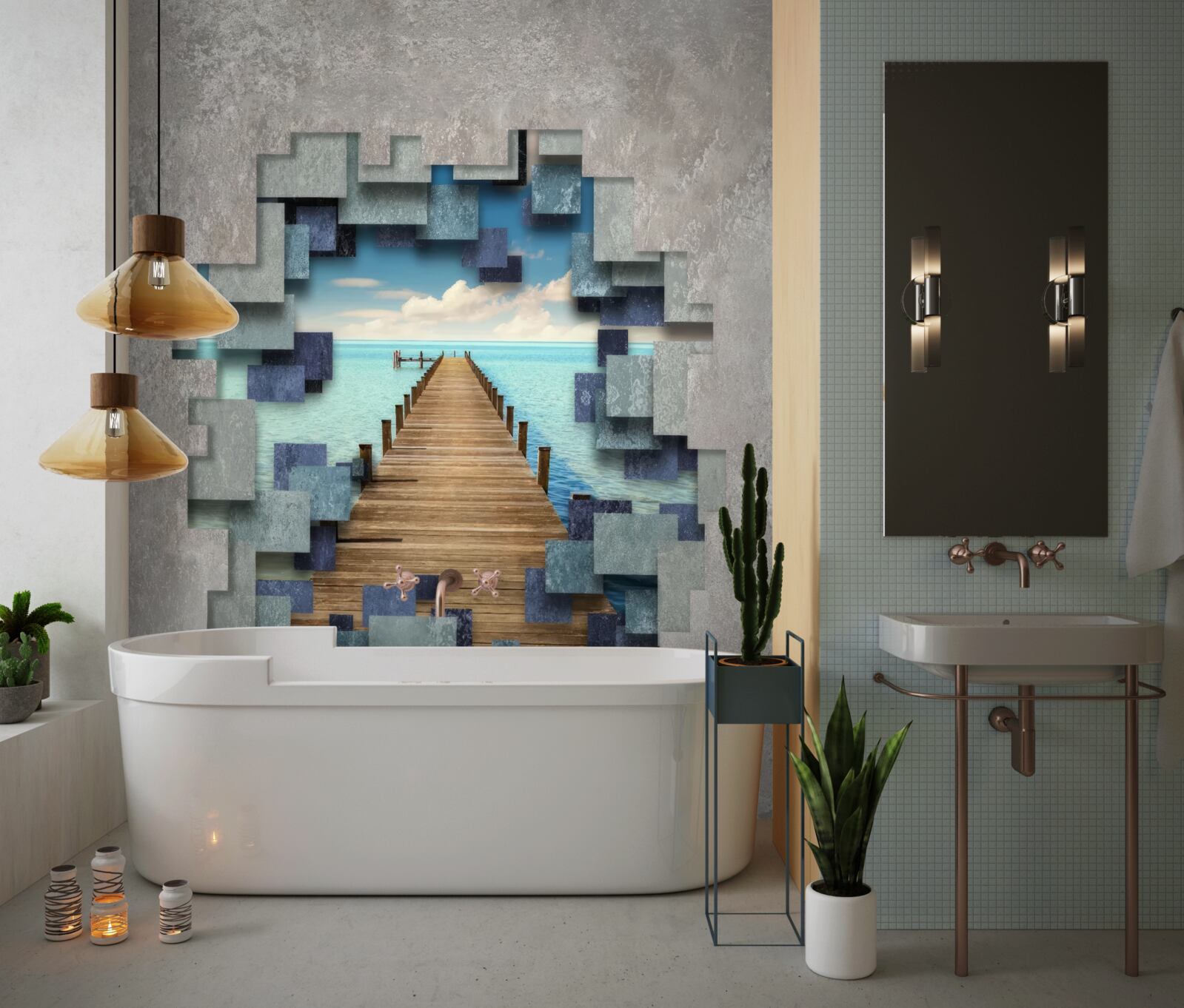 Papier peint vue sur le pont et l'océan