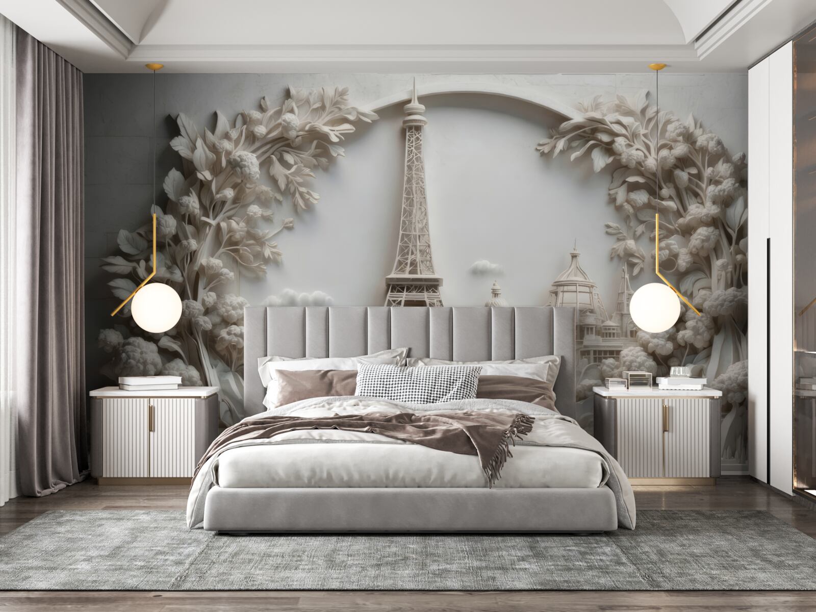 Papier peint tour eiffel enveloppée de végétation