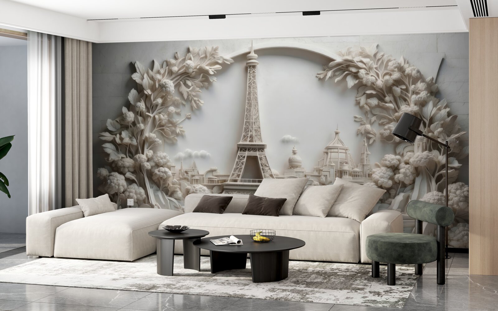 Papier peint tour eiffel enveloppée de végétation